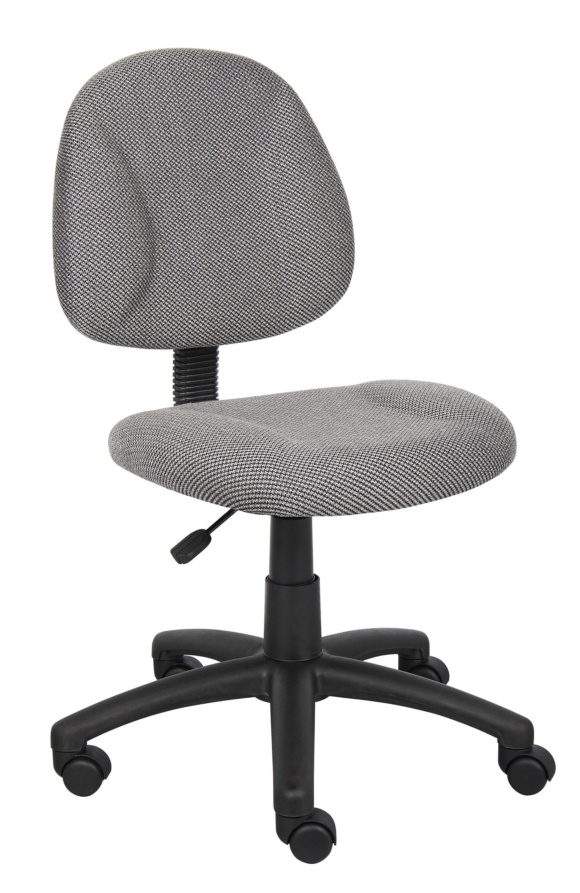 Boss Office Products Deluxe Posture Chair Gray : Ergonomic Swivel Computer Chair with Lumbar Support, Nylon Legs