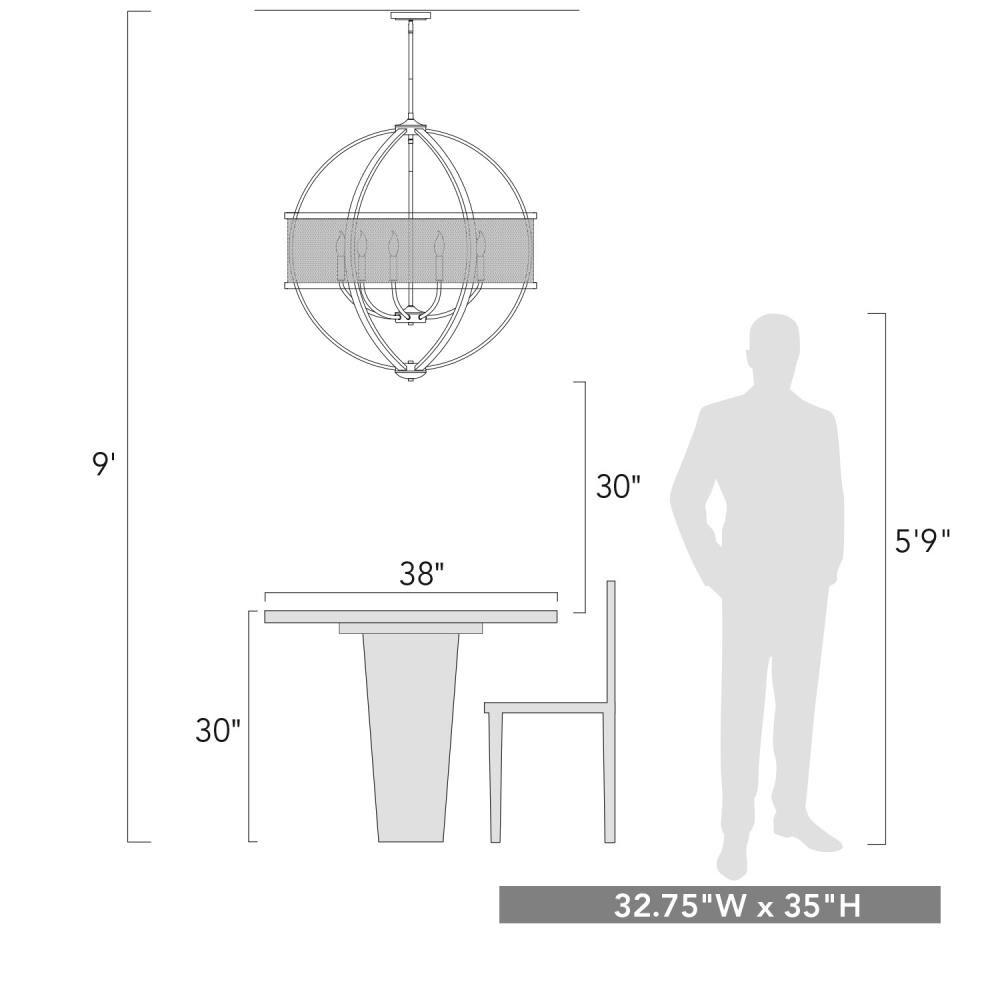 Olympic Gold 33" Industrial 9-Light Chandelier