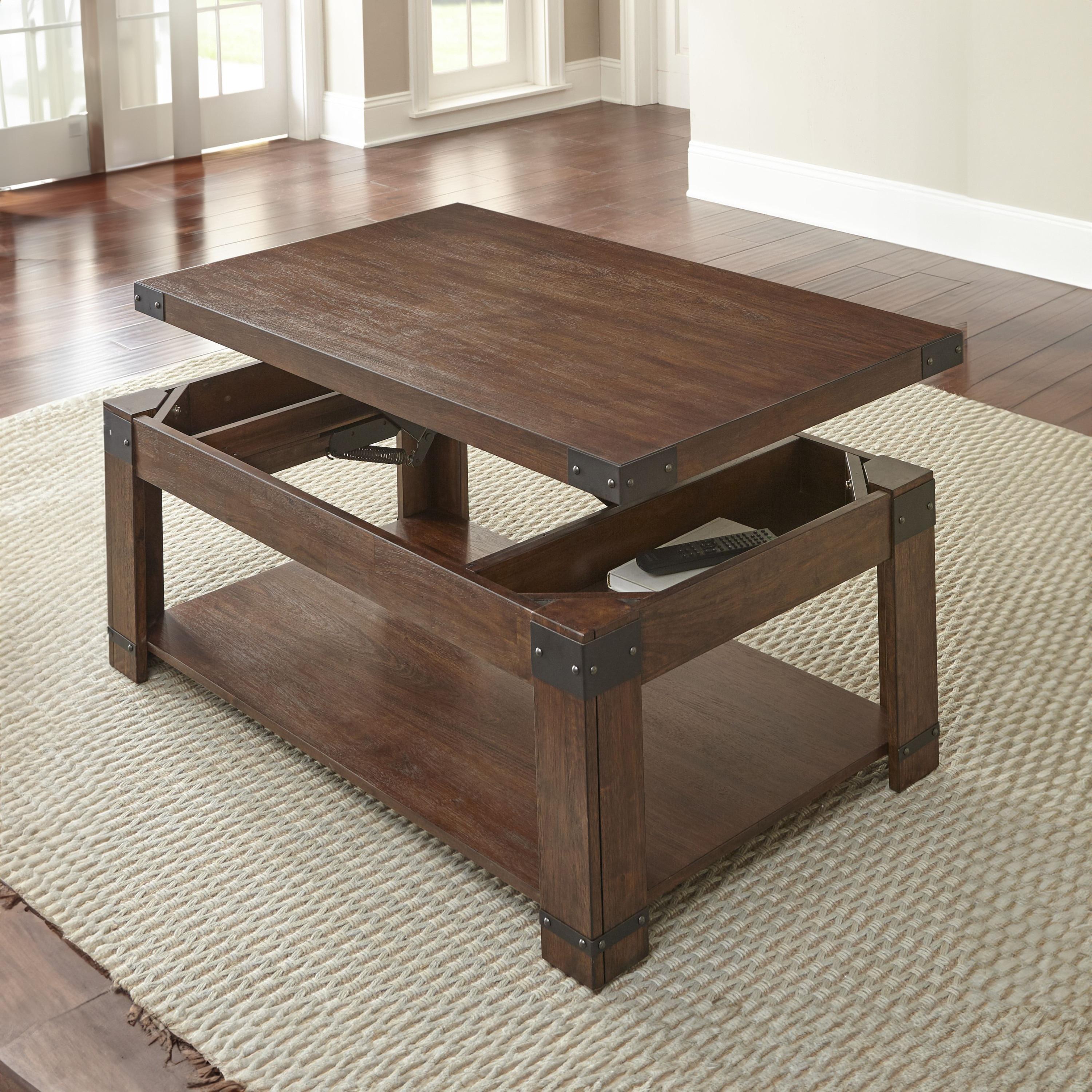 Steve Silver Arusha Indoor Rustic Rectangle Lift Top Coffee Table with Shelf, Brown