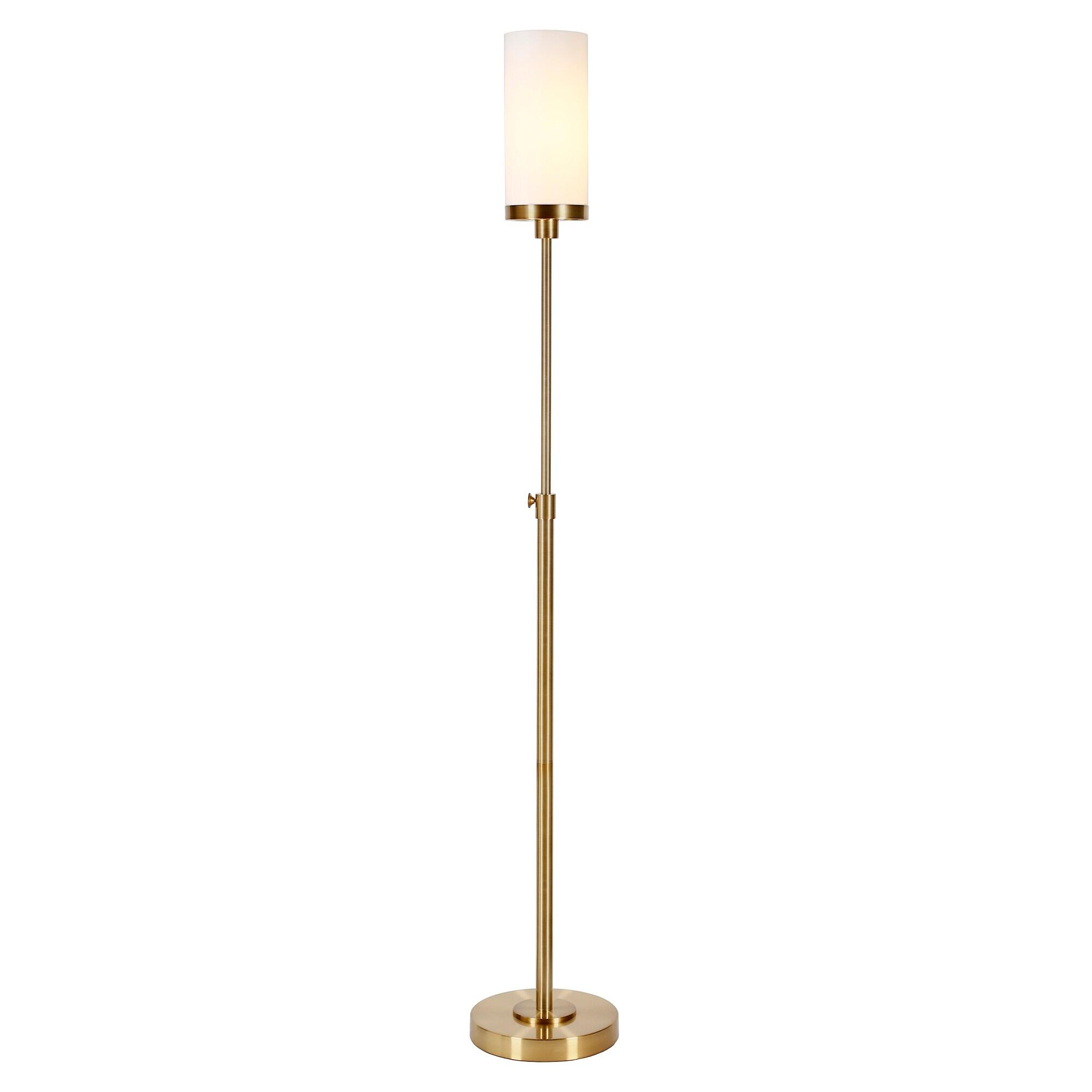 Evelyn&Zoe Frieda 66" Tall Floor Lamp with Glass Shade in Brass/White Milk