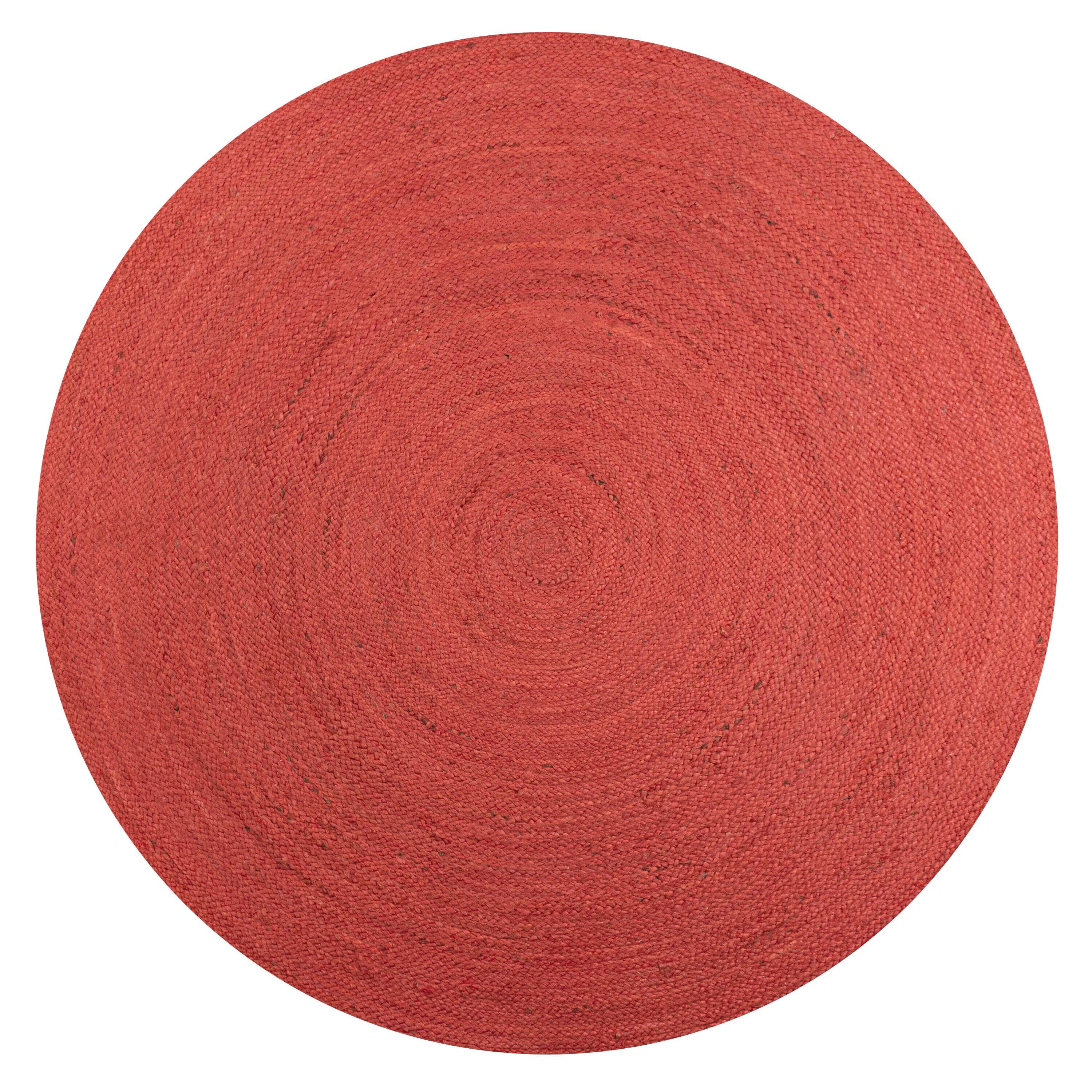 JONATHAN Y Zara Braided Coastal Cottage Round Jute Red 5' Round Area Rug