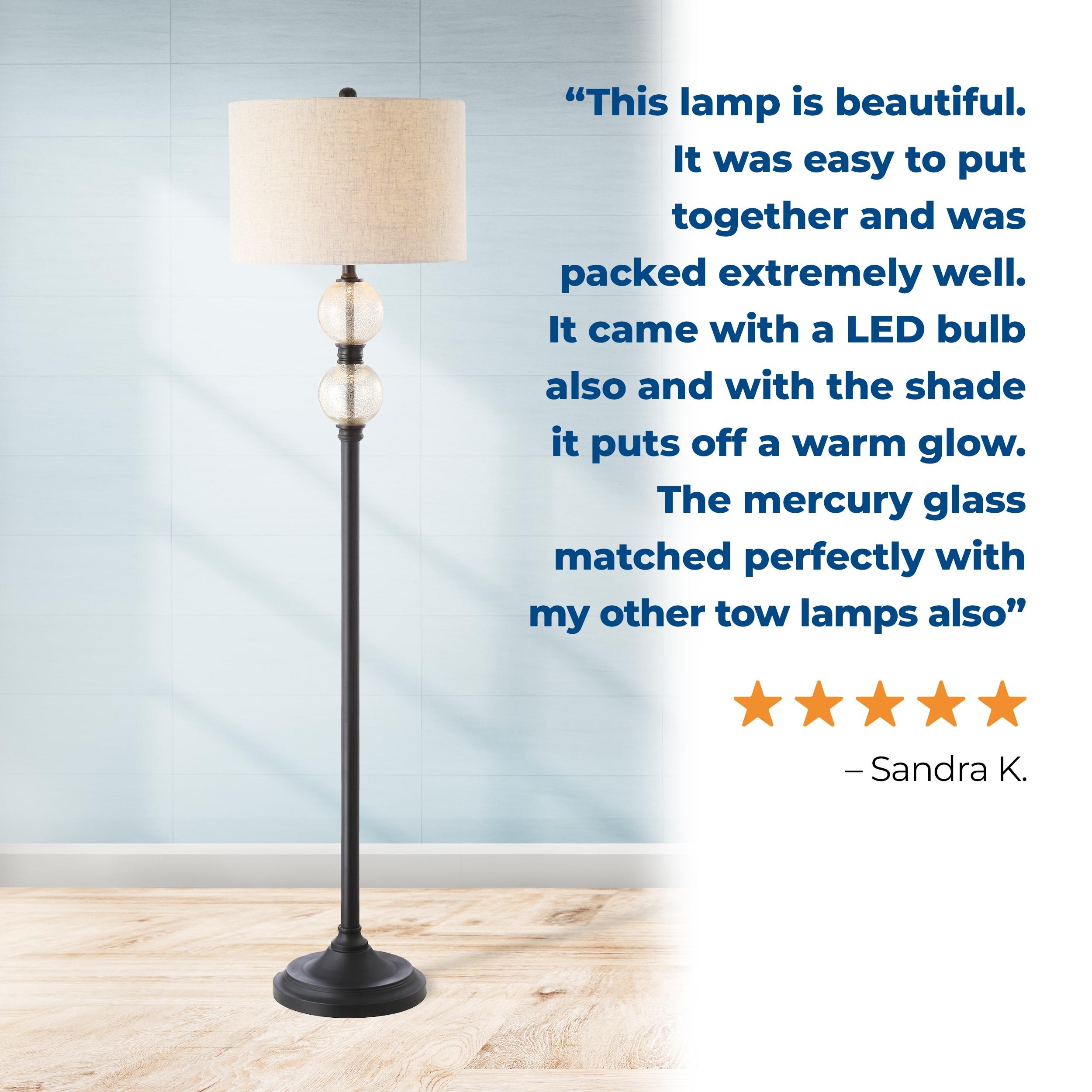 JONATHAN Y January 60" Glass/Metal LED Floor Lamp, Mercury Glass/Oil Rubbed Bronze