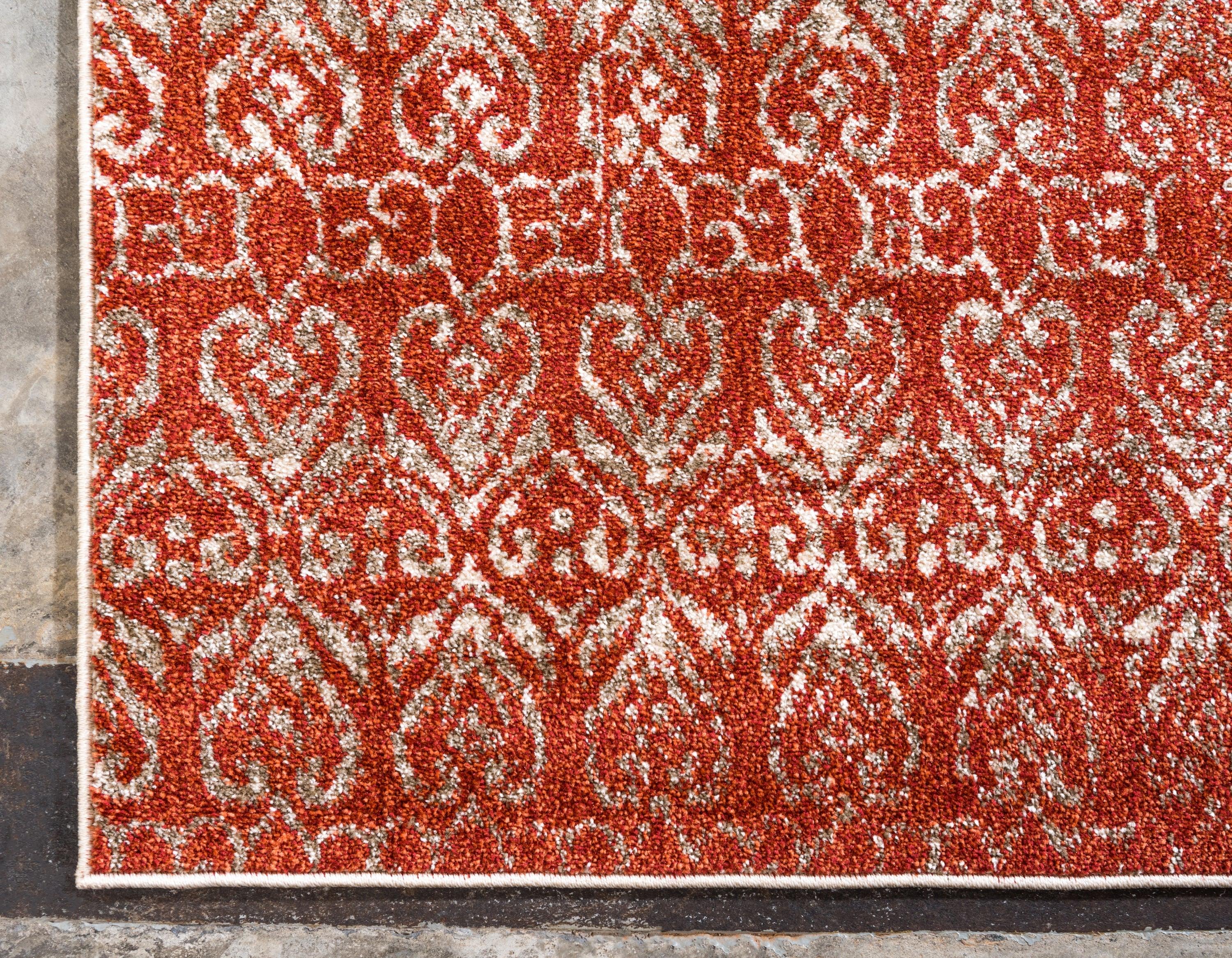 Unique Loom Del Mar Collection Area Rug - Jennifer (10' x 13' 1" Rectangle Red/Beige)