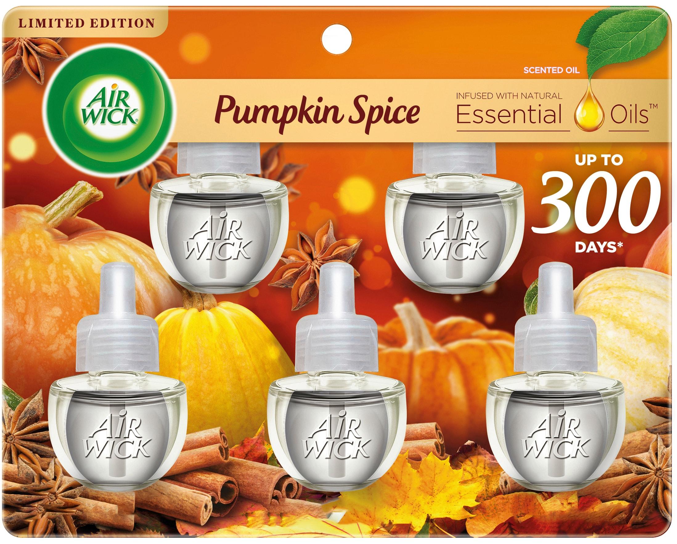 Air Wick Plug-In Scented Oil Air Freshener Warmer Refills, Pumpkin Spice, 5 Count