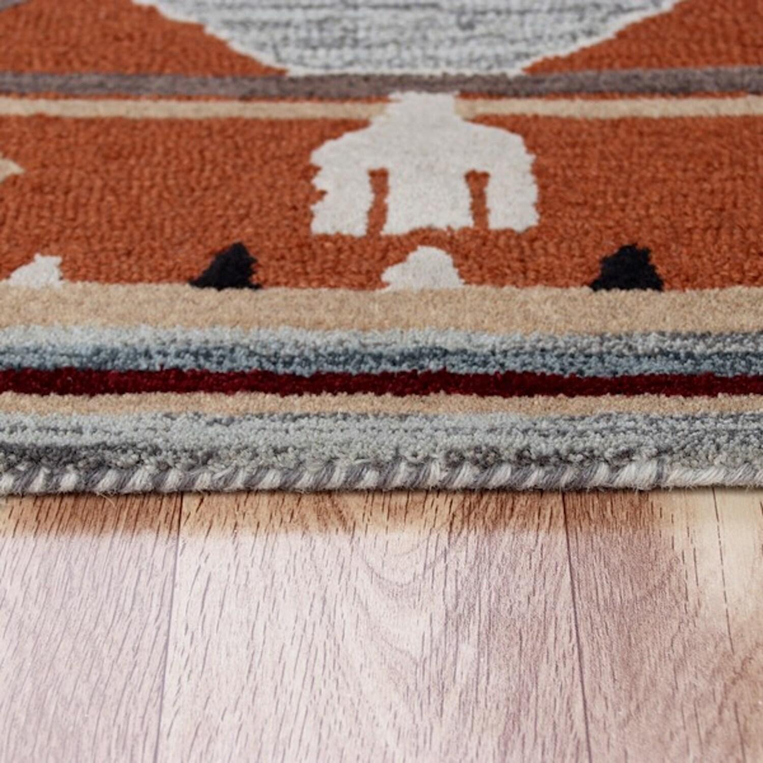 Ox Bay Talia 6' Octagon Terracotta/Gray Bordered Geometric Wool Indoor Area Rug