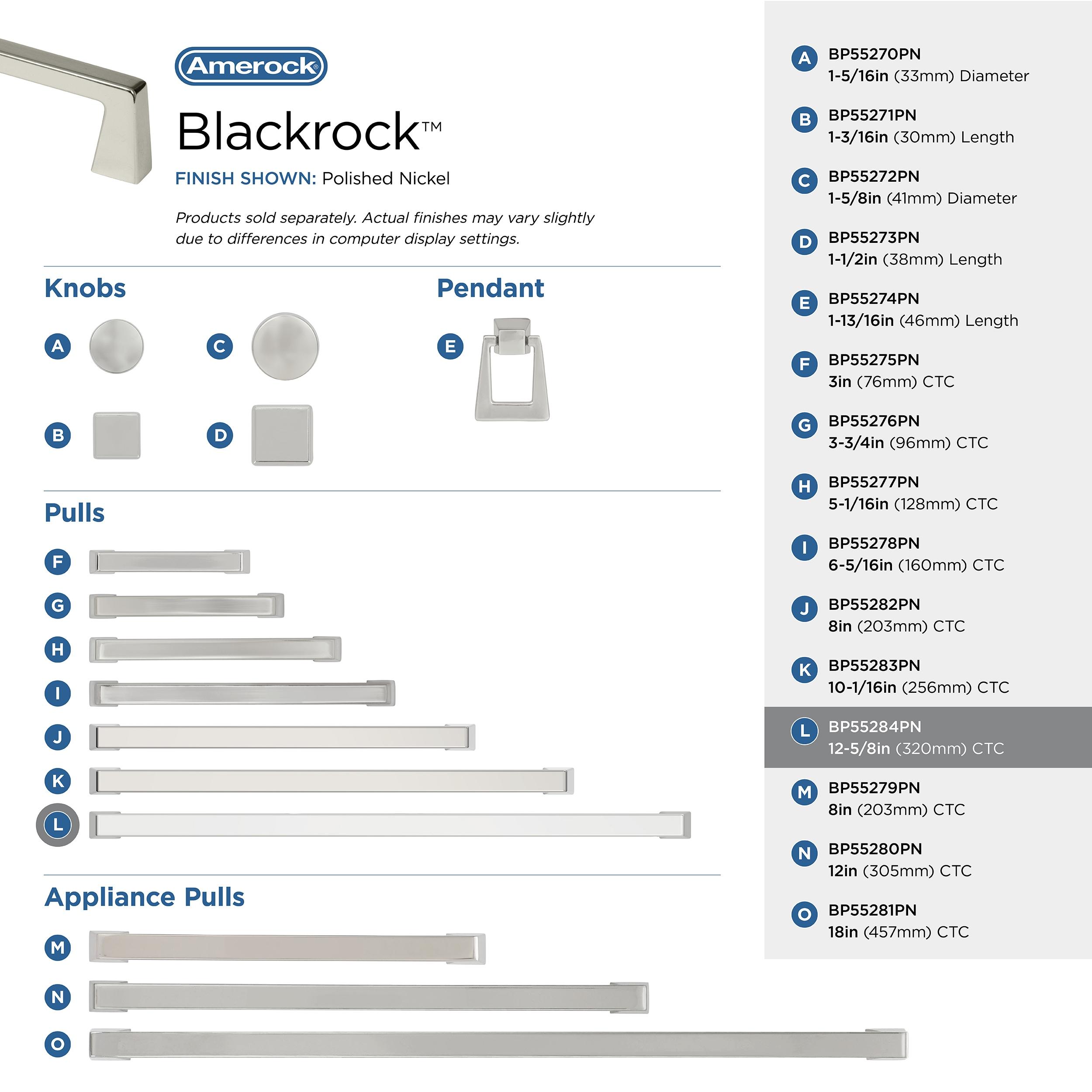 Amerock Blackrock 12-5/8 inch (320mm) Center-to-Center Polished Nickel Cabinet Pull