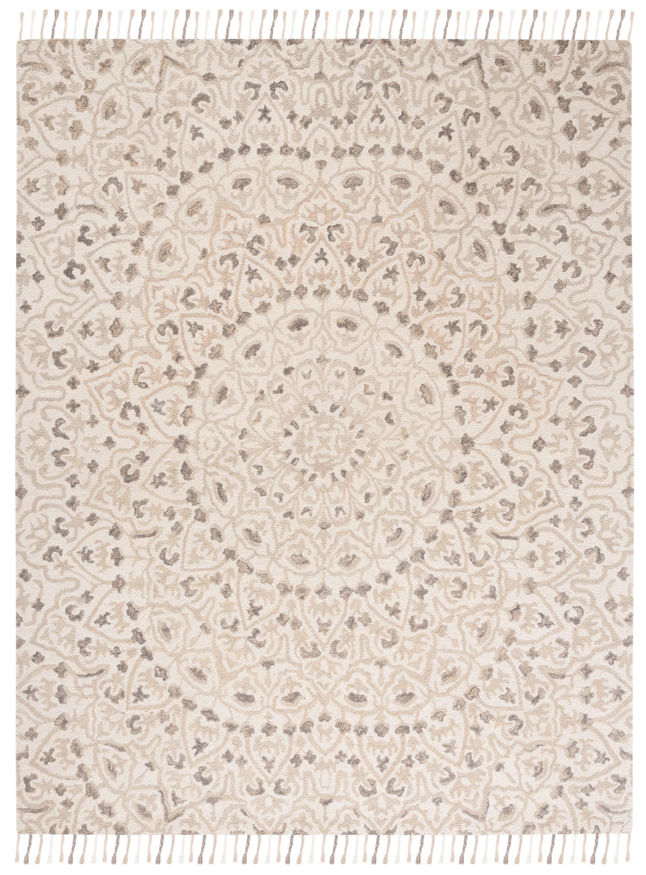 Blossom BLM459 Hand Tufted Indoor Area Rug - Ivory/Taupe - 8'x10' - Safavieh