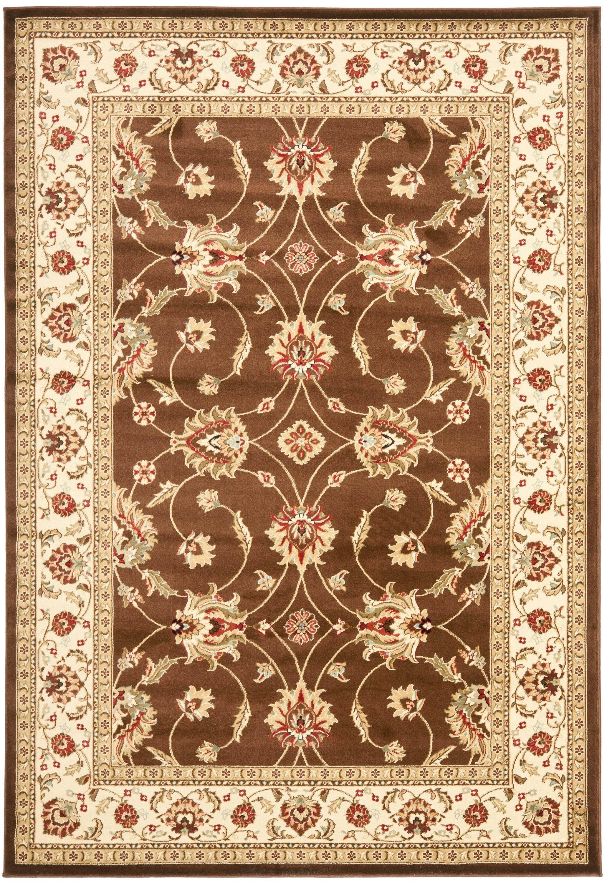 Lyndhurst LNH553 Power Loomed Area Rug - Brown/Ivory - 5'3"x7'6" - Safavieh