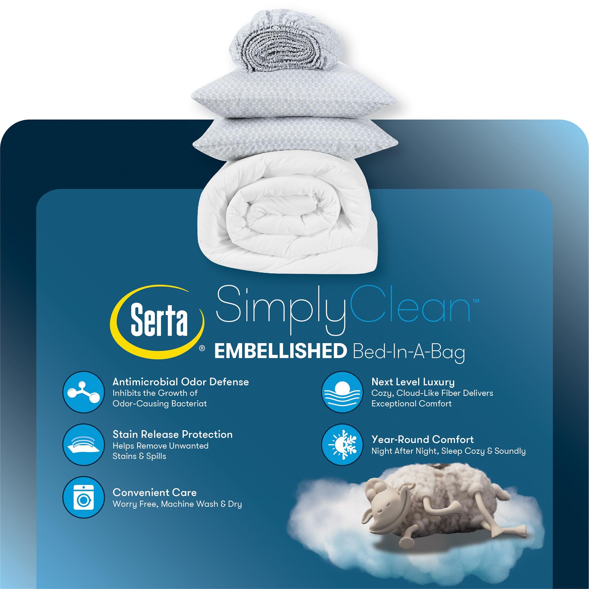 Serta Serta Simply Clean Microfiber Pleated 7 Piece Comforter Set