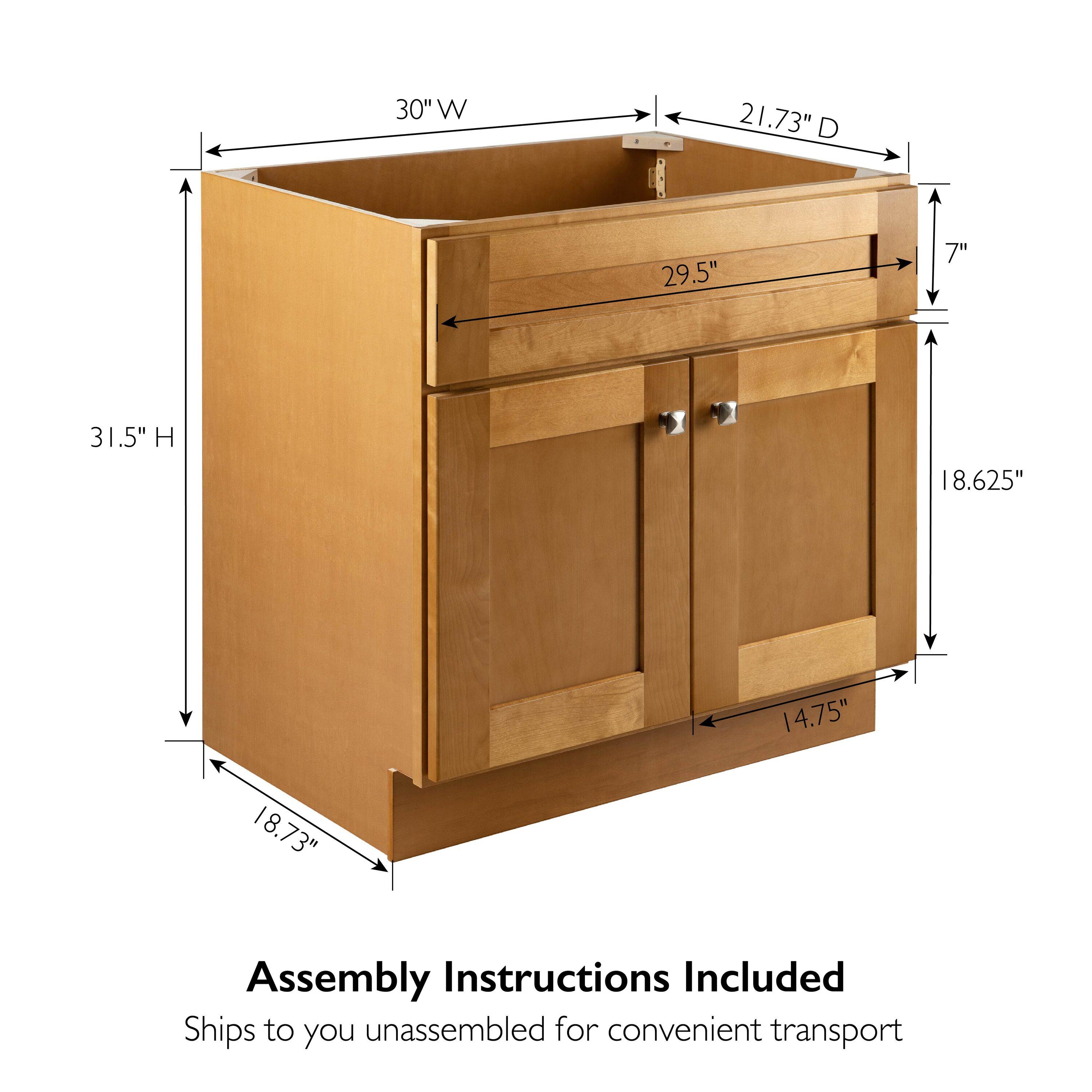 Brookings 30 Inch Bathroom Vanity, Ready to Assemble, Solid Wood, Sherwin Williams – Design House, 587089