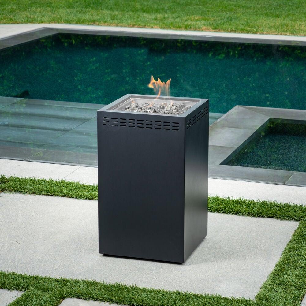 Hanover Naples 40,000 BTU Column Fire Pit with Glass Burner Enclosure