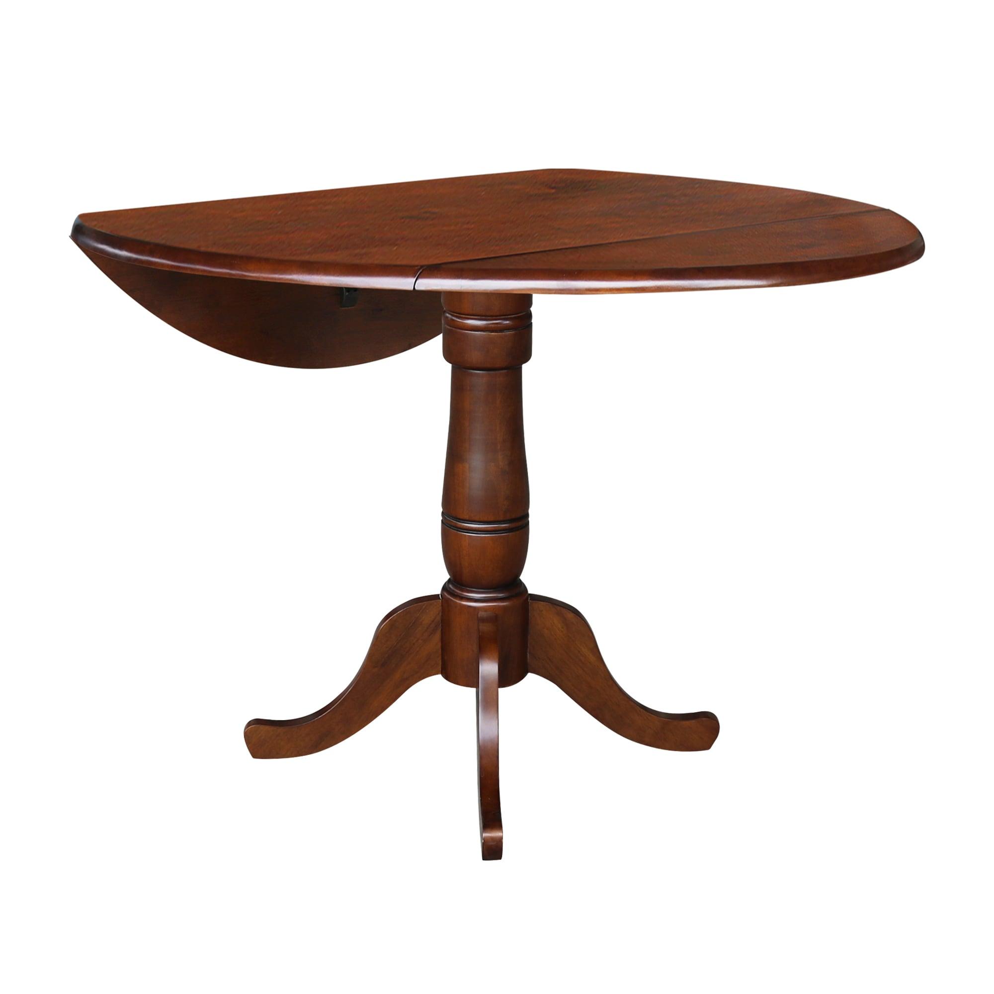 International Concepts 42 inches Round Pedestal Gathering Height Table with Two Counter Height Stools, Espresso