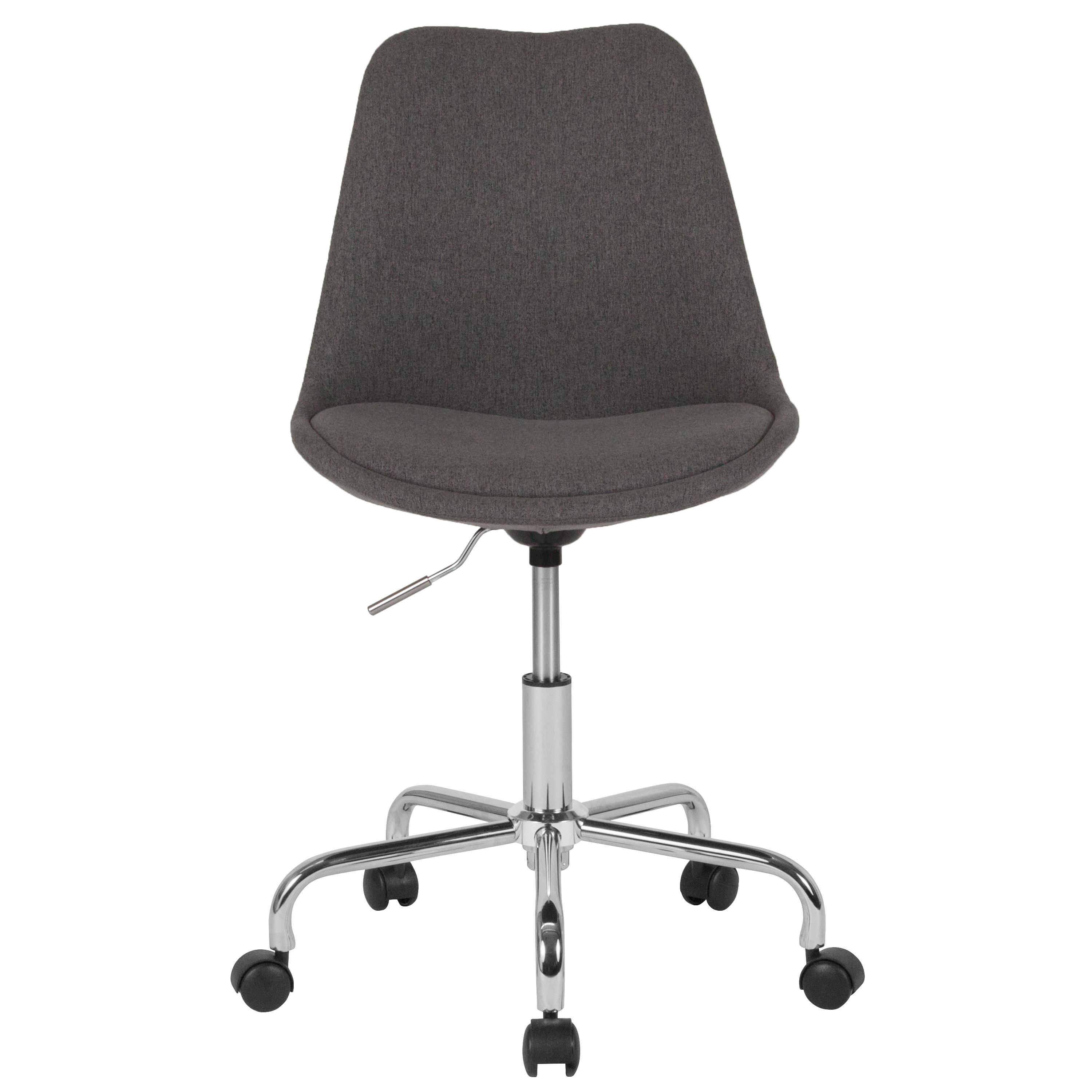 Flash Furniture Aurora Series Mid-Back Dark Gray Fabric Task Office Chair with Pneumatic Lift and Chrome Base