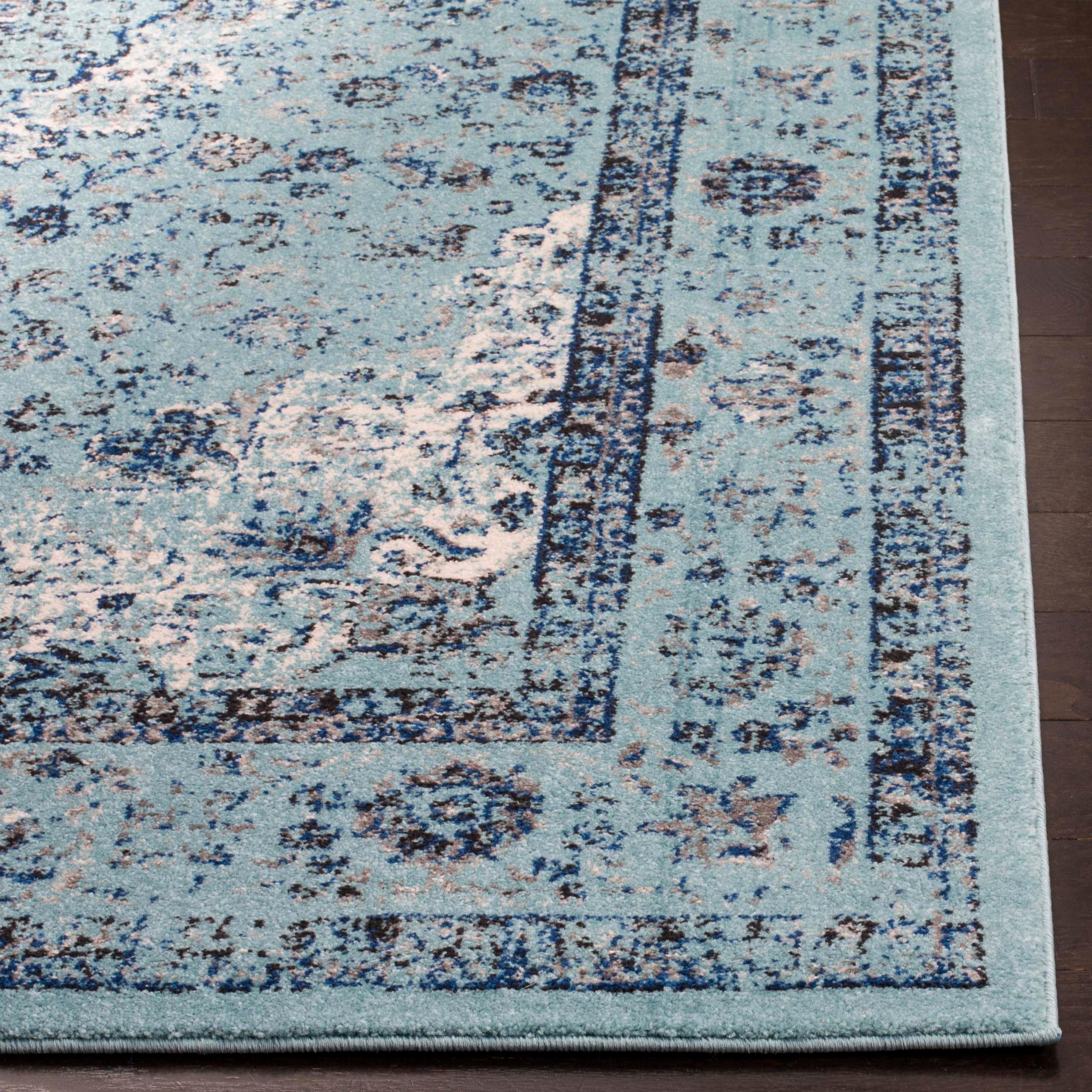 Evoke EVK220 Power Loomed Area Rug - Light Blue/Light Blue - 6'7"x9' - Safavieh.