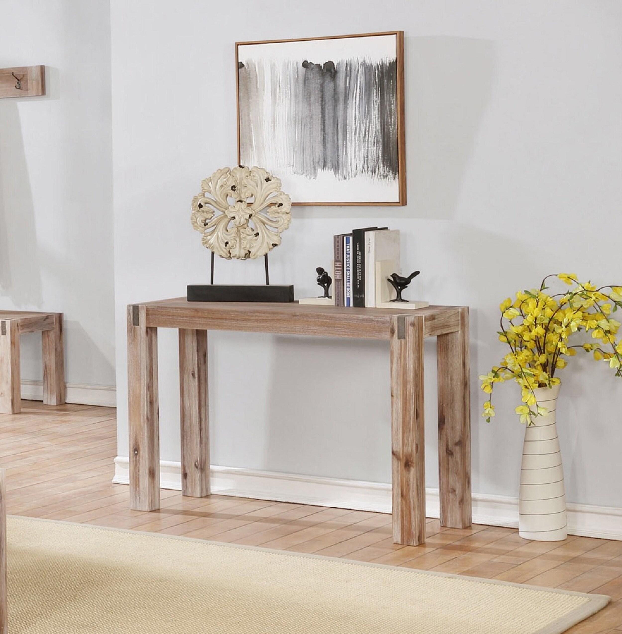 40" Woodstock Acacia Media Console Table Brushed Driftwood - Alaterre Furniture: Rustic Elegance for Home