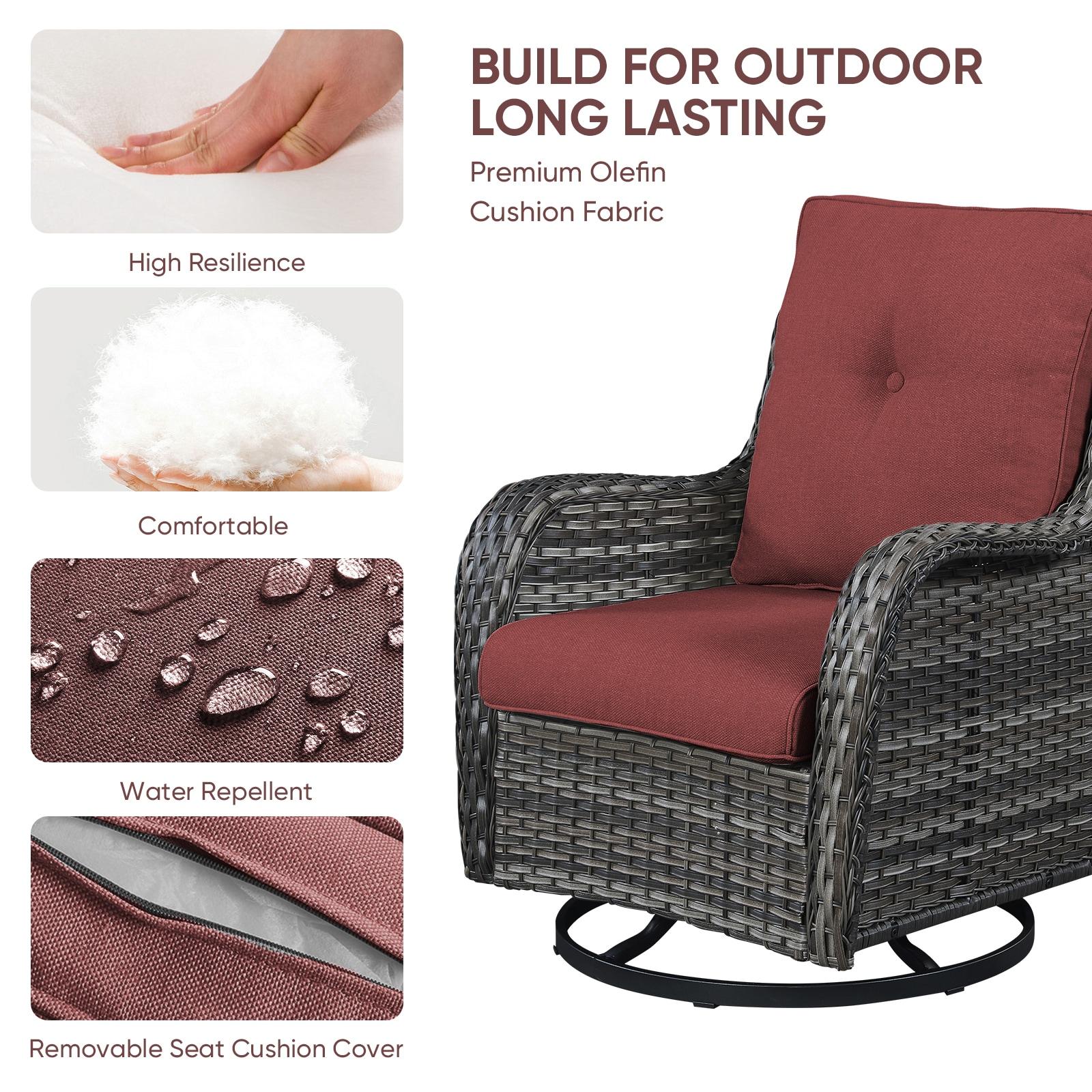 Carolina Outdoor Wicker Swivel Glide Chair with Cushions
