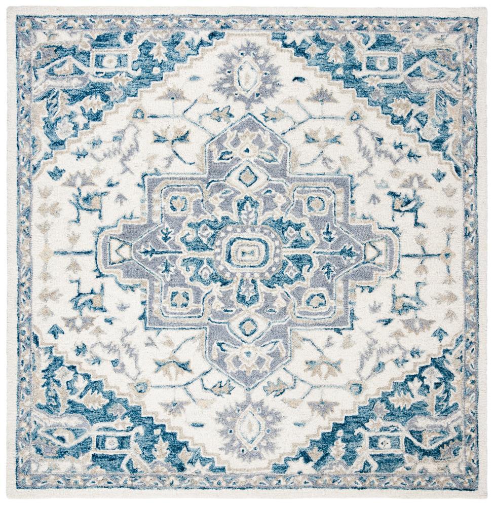 Micro-Loop MLP503 Hand Tufted Area Rug - Ivory/Navy - 5'x5' - Safavieh.