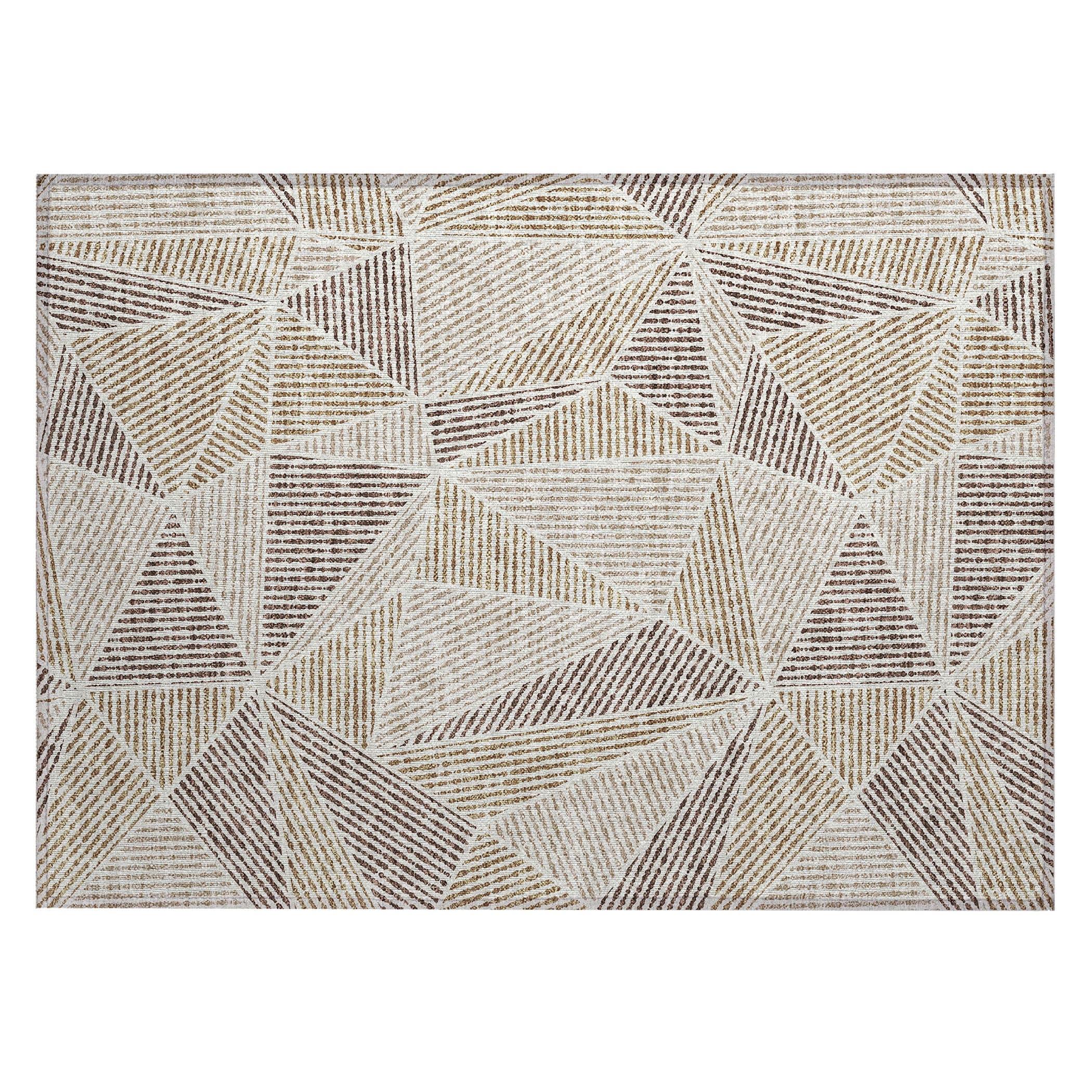 Addison Brown Geometric Synthetic Washable Rug 1'8" x 2'6"