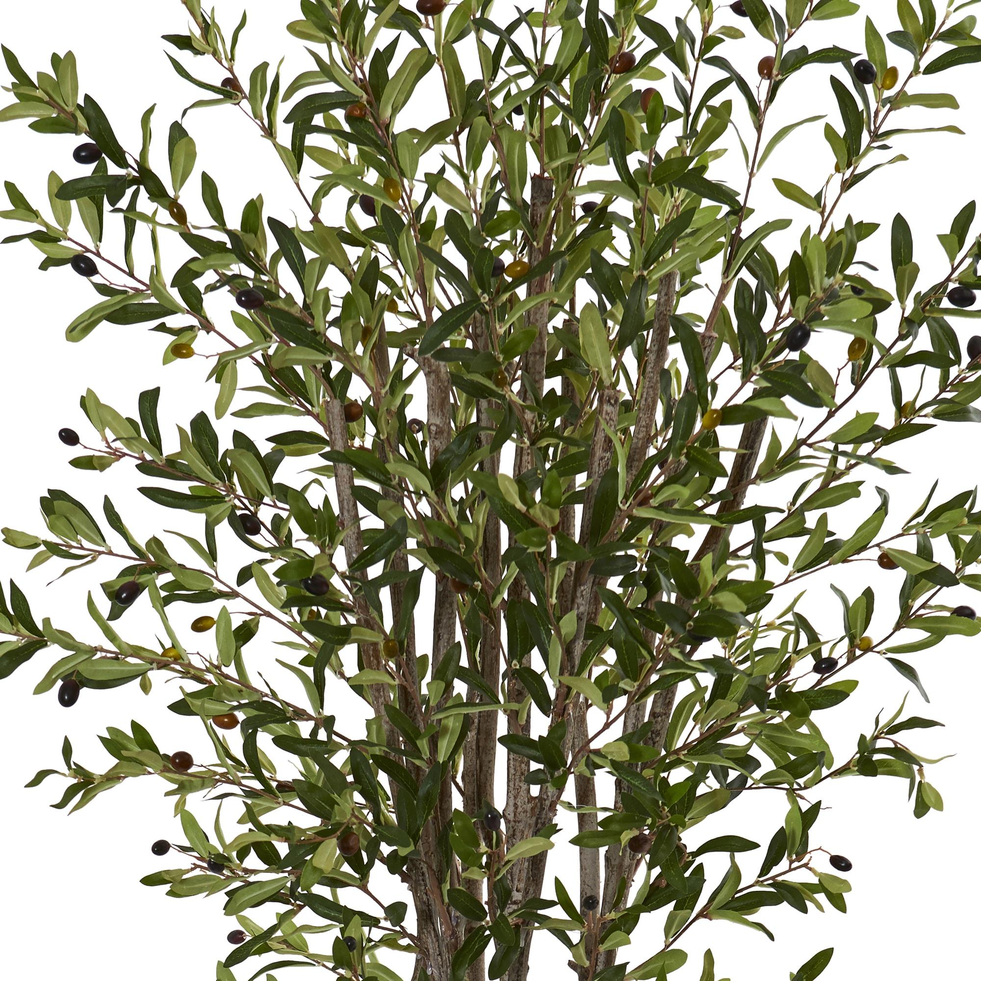 Nearly Natural 6-ft Olive Artificial Tree in White Tower Planter
