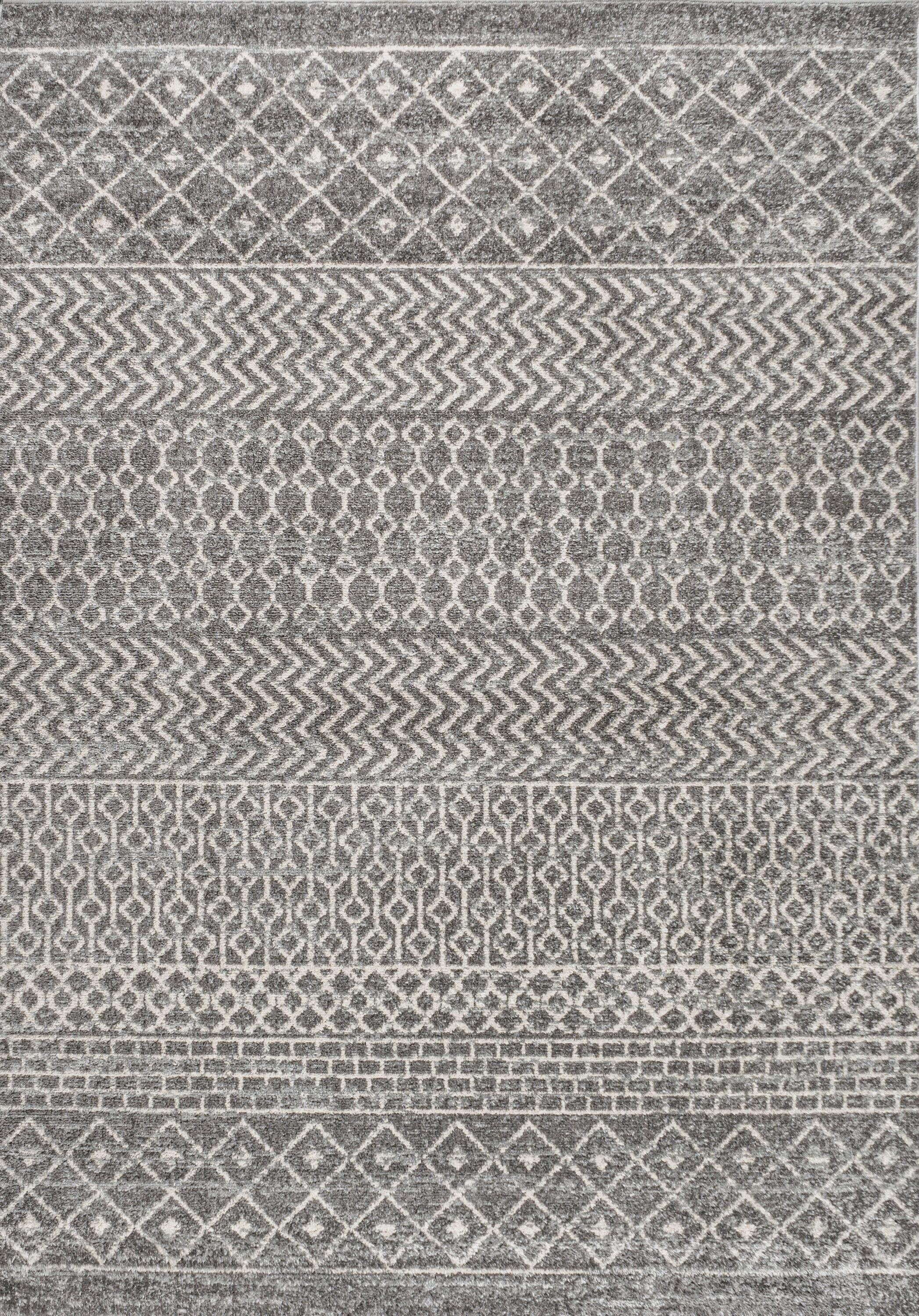 3' x 5' Arta Moroccan Modern Geometric Rug Area Rug, Gray/Cream - JONATHAN Y