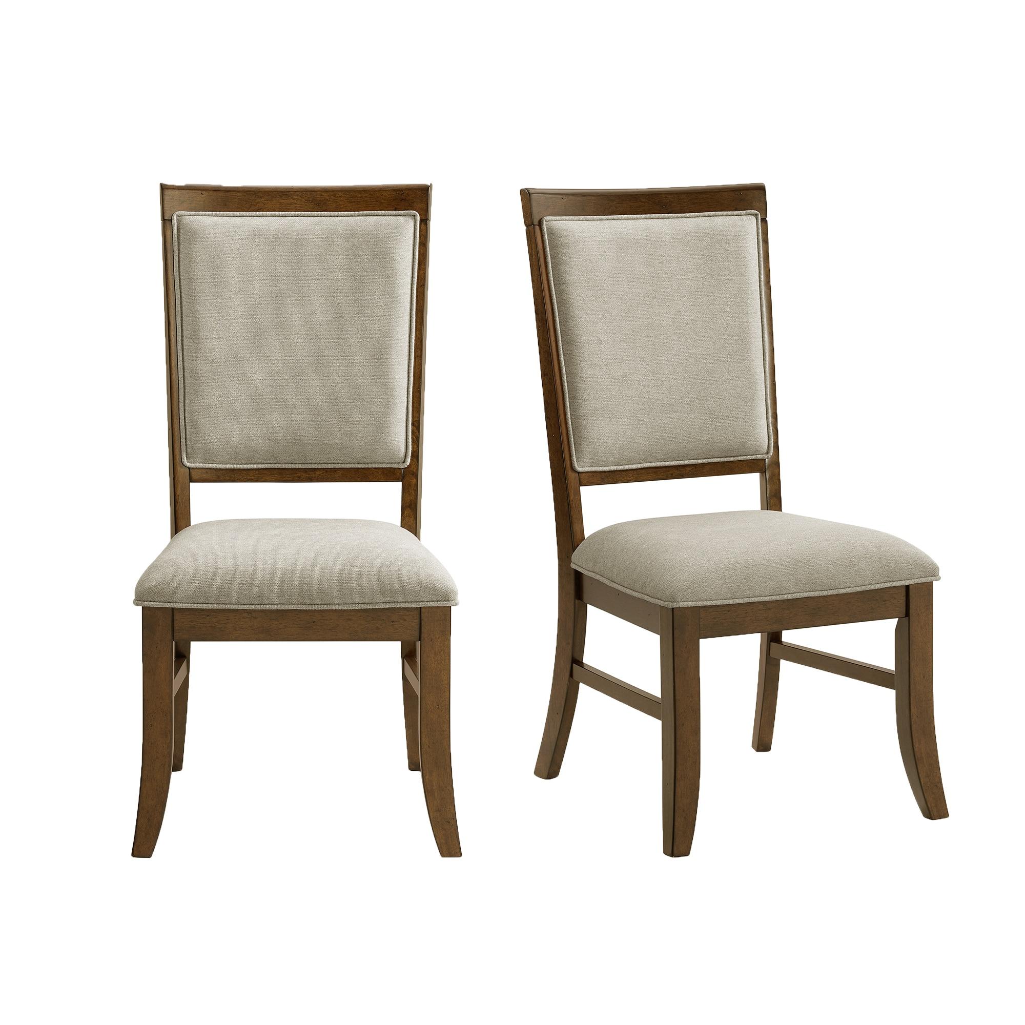 Picket House Furnishings Stark Dining Side Chair with Grey Fabric in Cherry (2 Per Carton) (Set of 2)