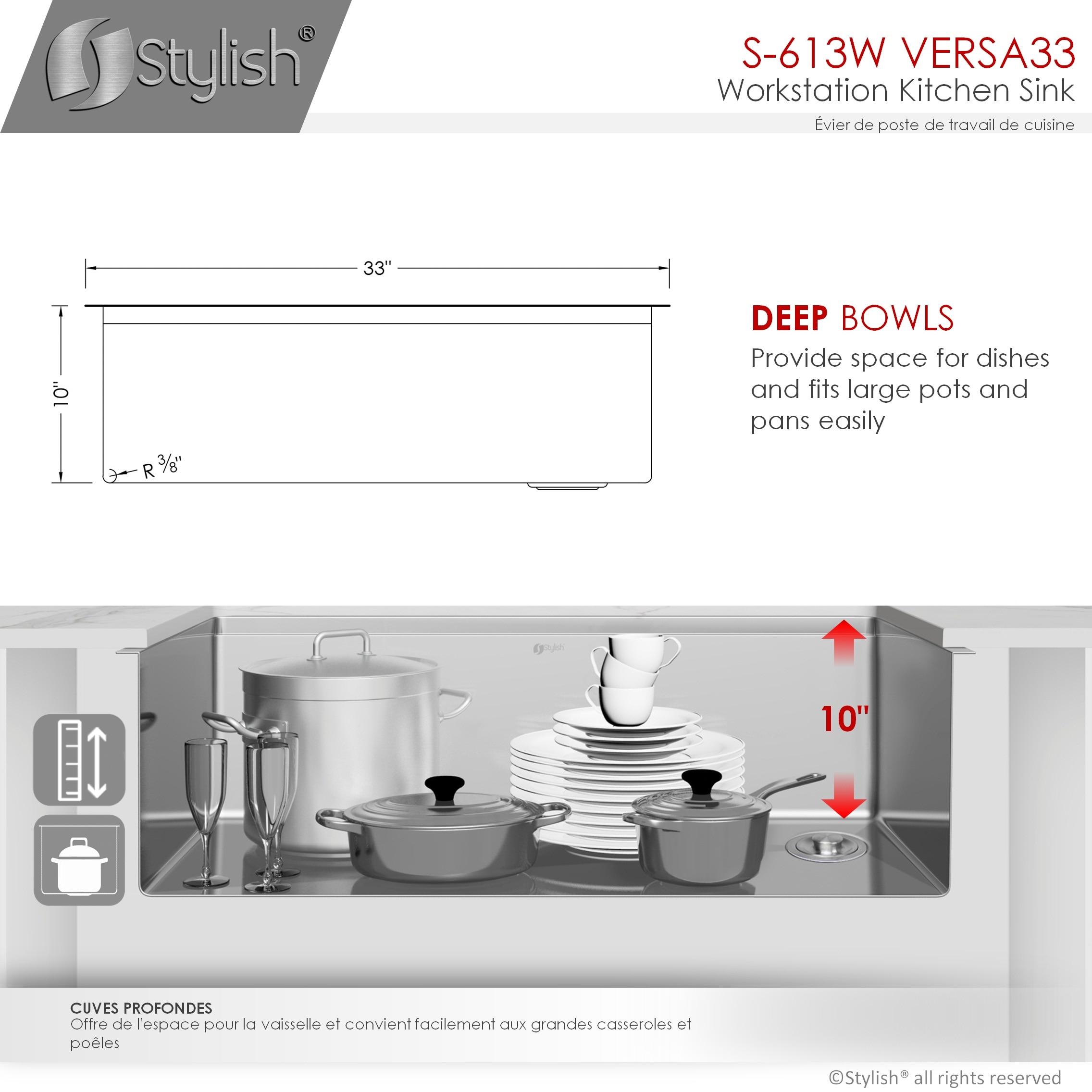 Versa 33'' Stainless Steel Single Bowl Workstation Sink with Accessories