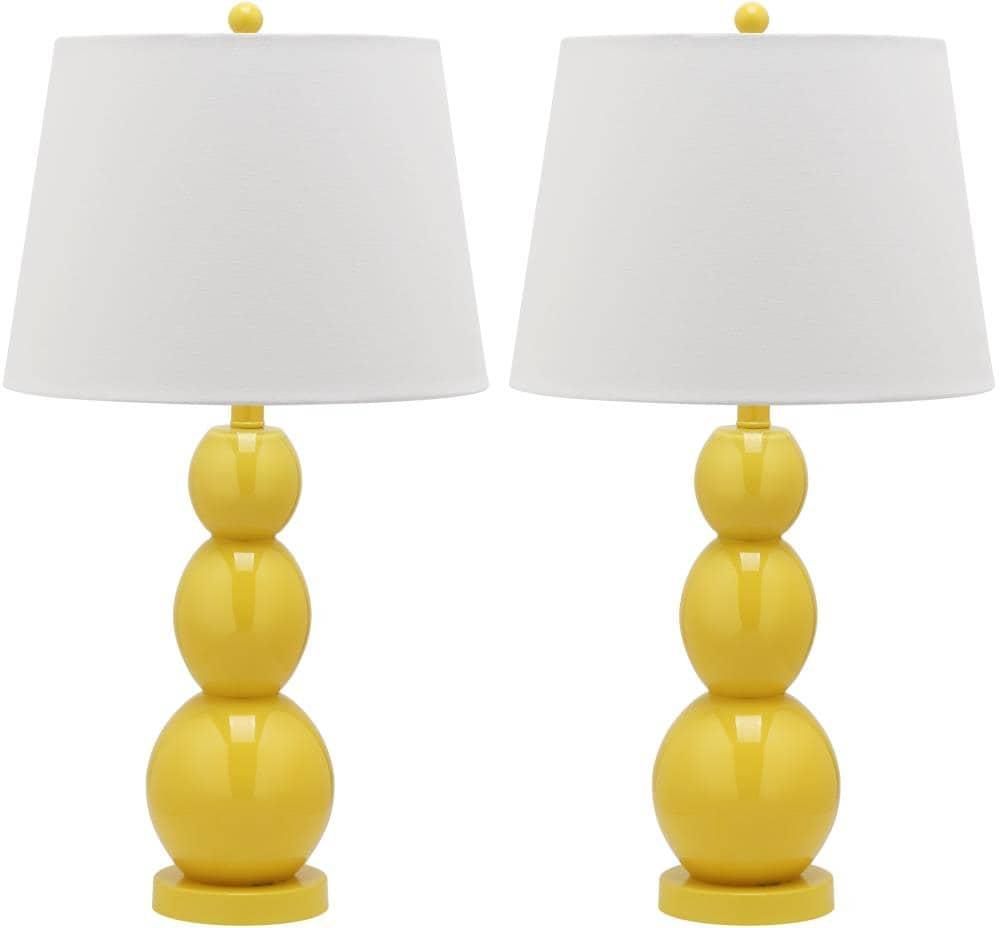 Jayne 3 Sphere Table Lamp (Set of 2) - 26.5 Inch Height - LIT4089 - Yellow - Safavieh
