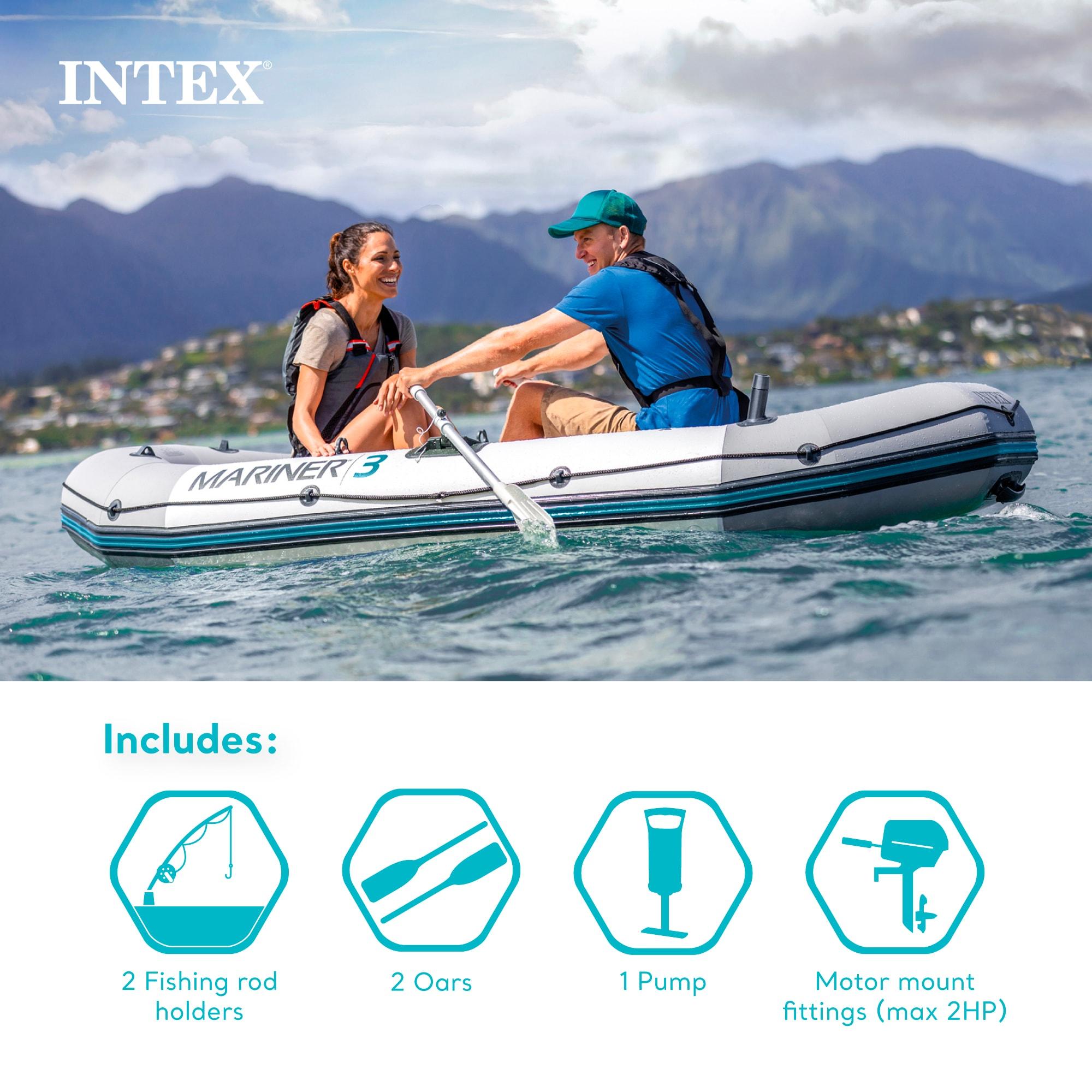Intex Mariner 3, 3-Person Inflatable River/Lake Dinghy Boat & Oars Set