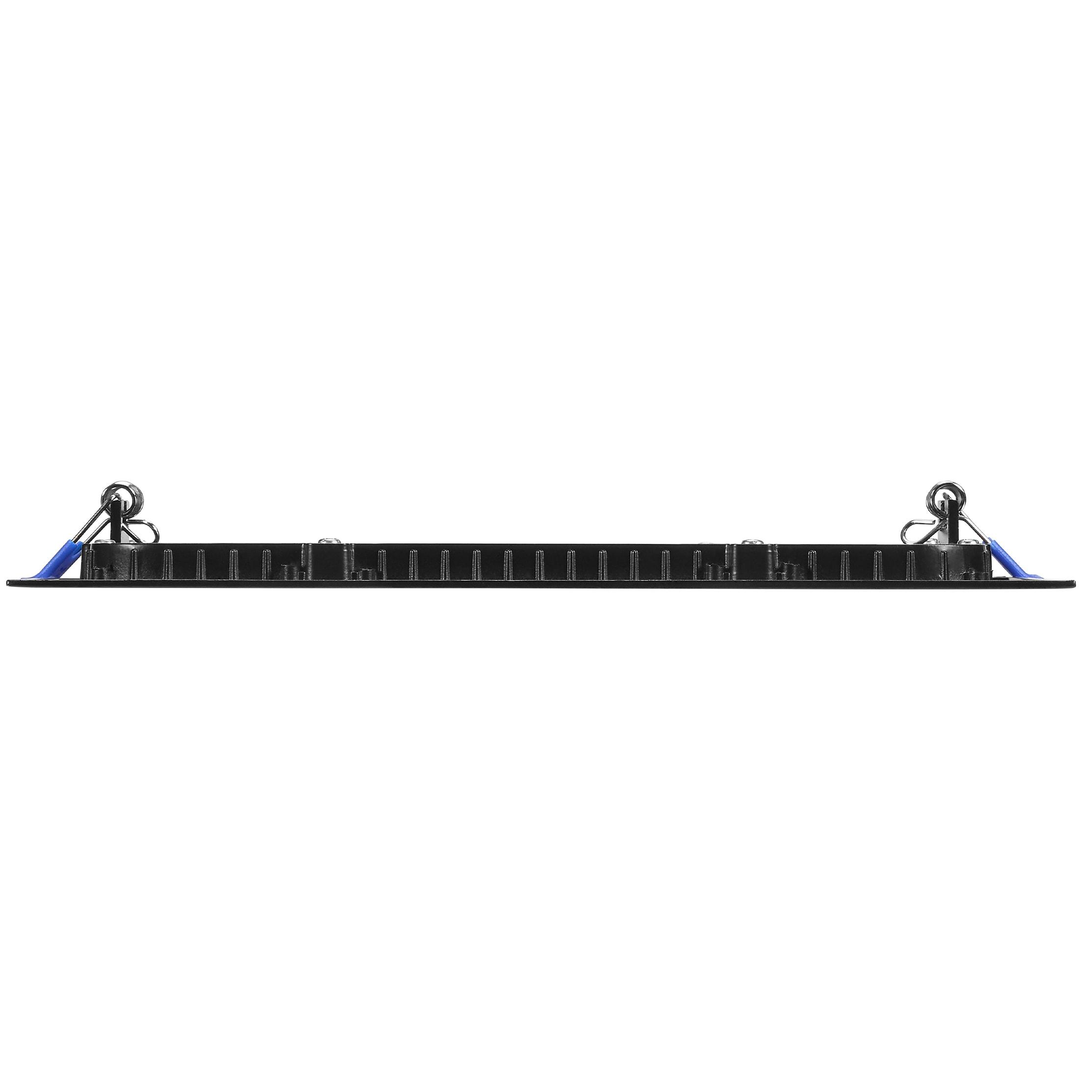 Maxxima 8 in. 5CCT Square Recessed LED Downlight, 1400 Lumens Slim Flat Panel Color Selectable 2700K/3000K/3500K/4000K/5000K, Dimmable, Canless IC Rated, Black Trim, J-Box Included