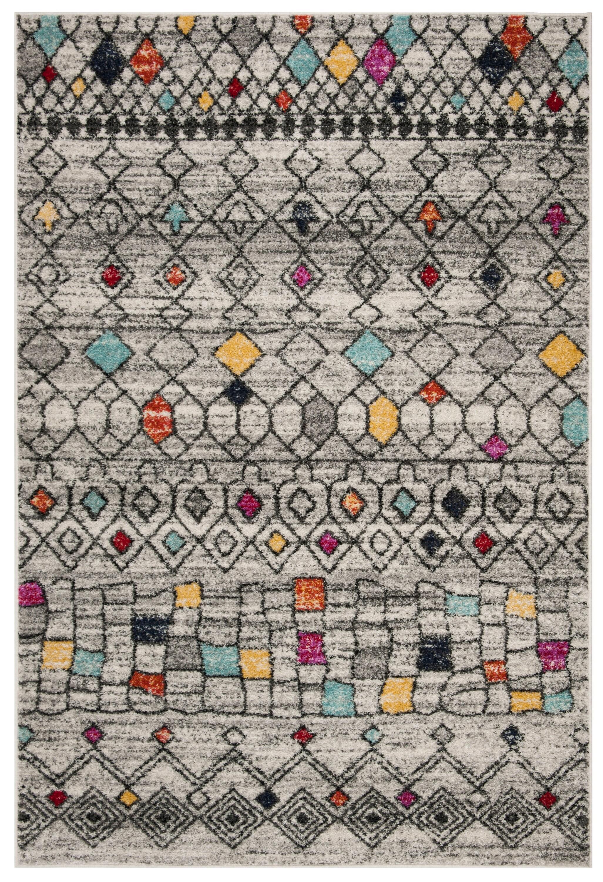Adirondack ADR204 Power Loomed Area Rug - Light Grey/Fuchsia - 4'x6' - Safavieh.