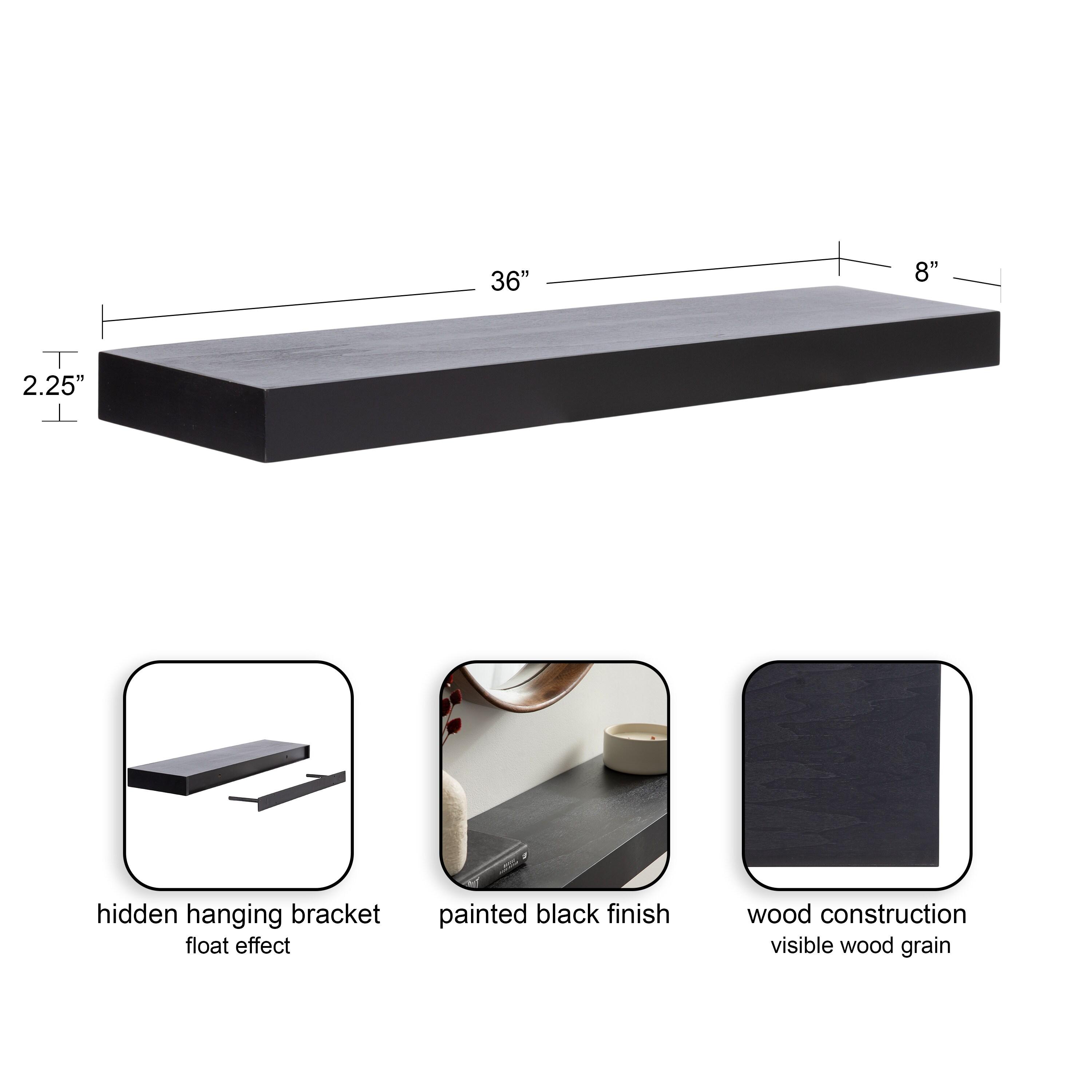 Kate & Laurel All Things Decor 36"x8" Havlock Wood Floating Shelf Black