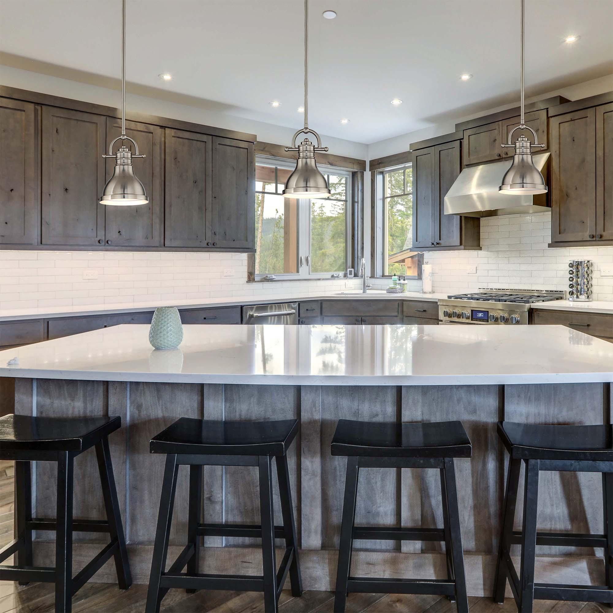 Volume Lighting  1-Light  LED Brushed Nickel Mini Downrod Pendant l - Brushed Nickel