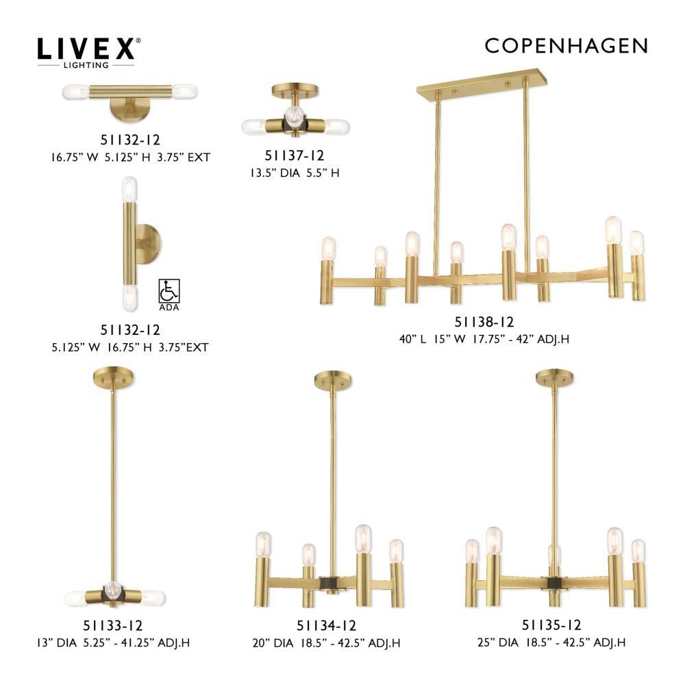 Livex Lighting Copenhagen 5 - Light Chandelier in  Satin Brass