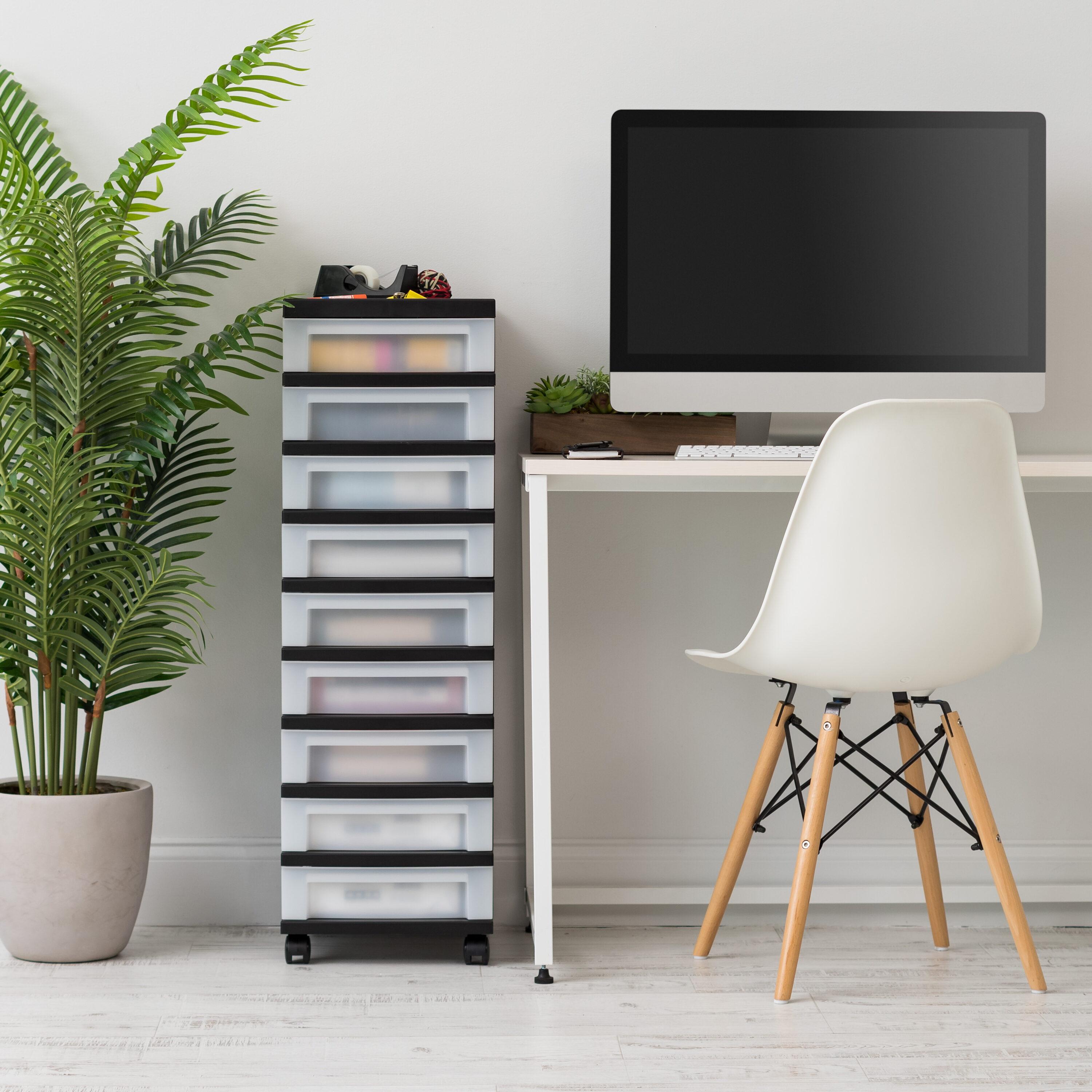 Black 9-Drawer Storage Tower with Organizer Top and Wheels