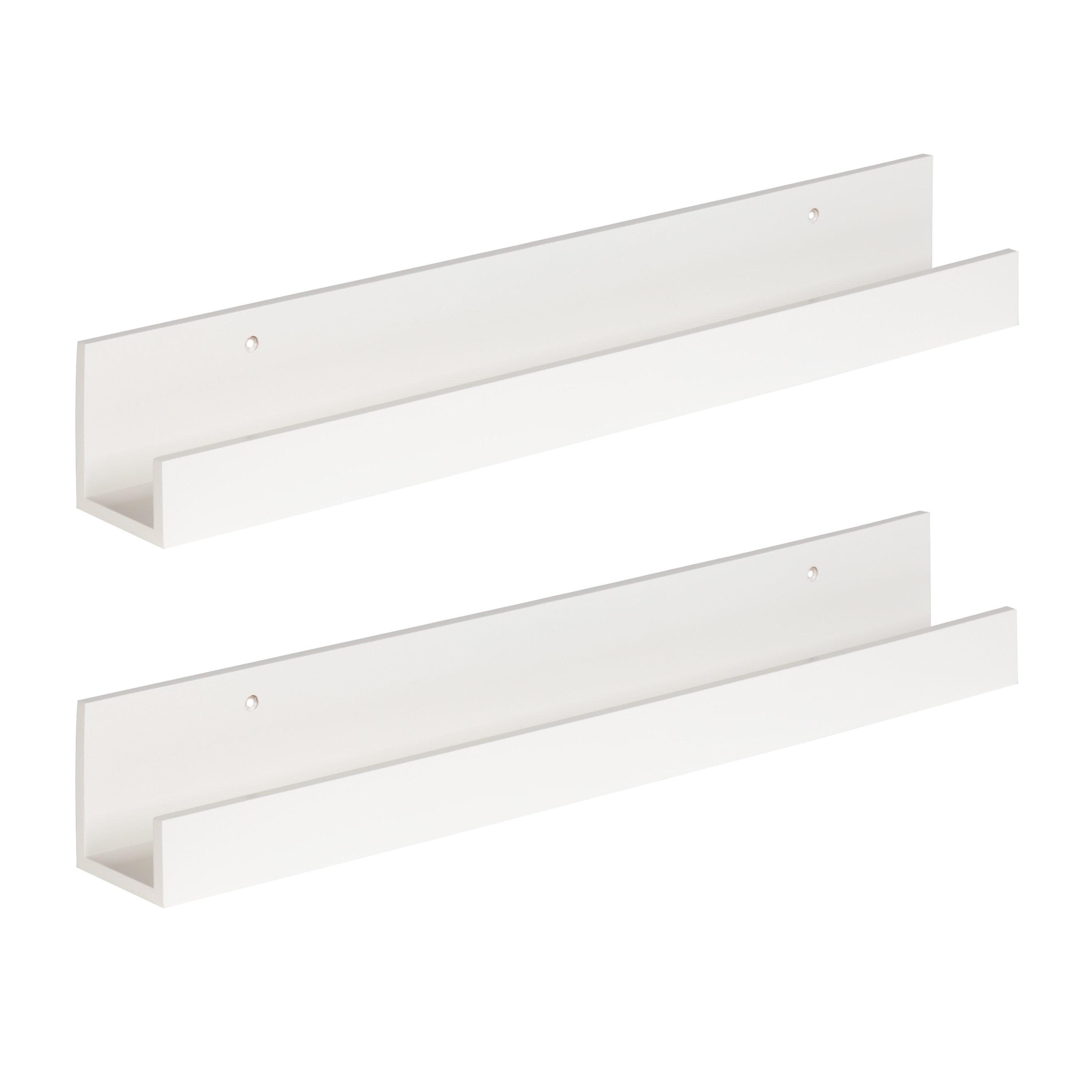 Kate and Laurel Rectangle Floating Shelves, 25.21" x 5.81", White