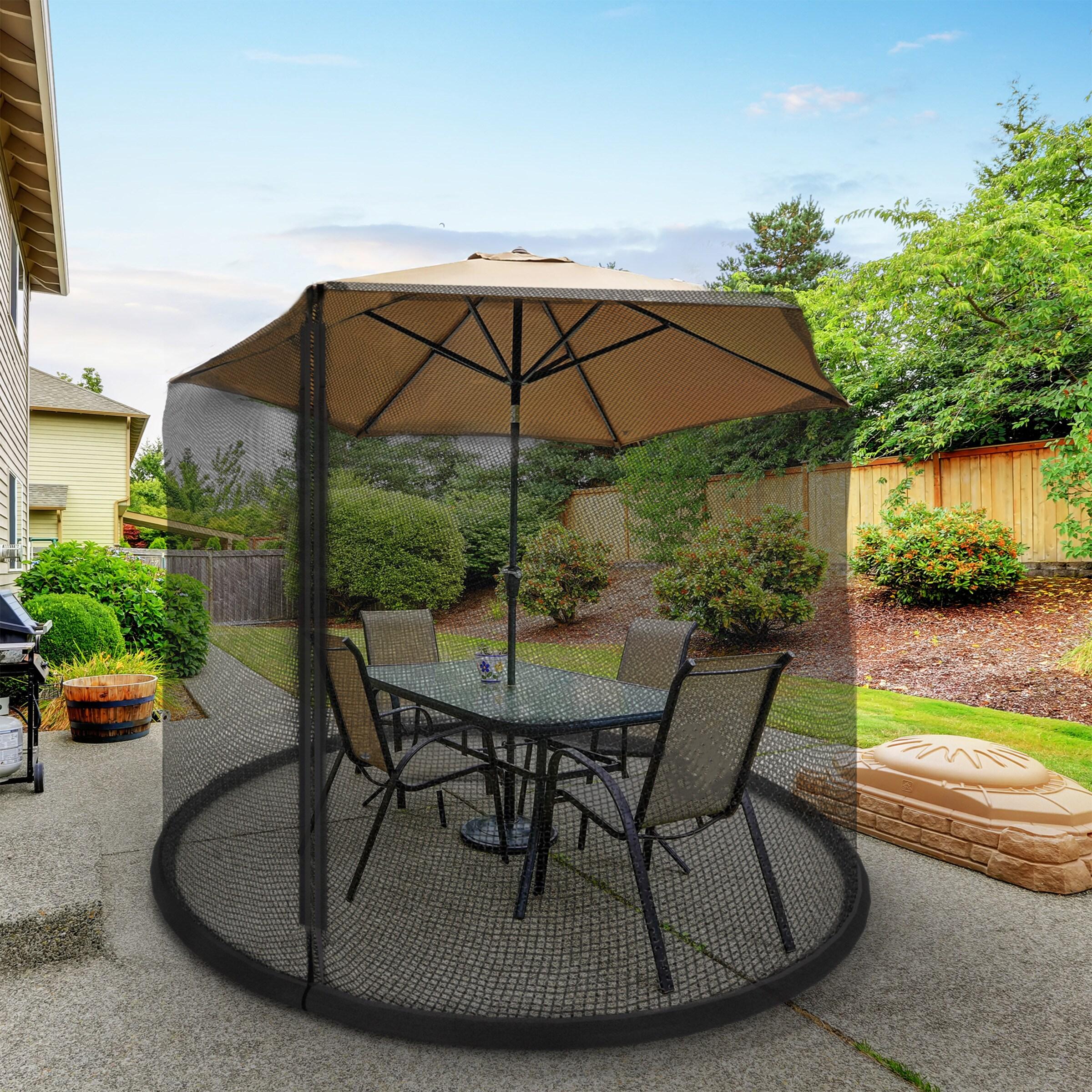 Nature Spring Patio Umbrella Mosquito Netting – Black