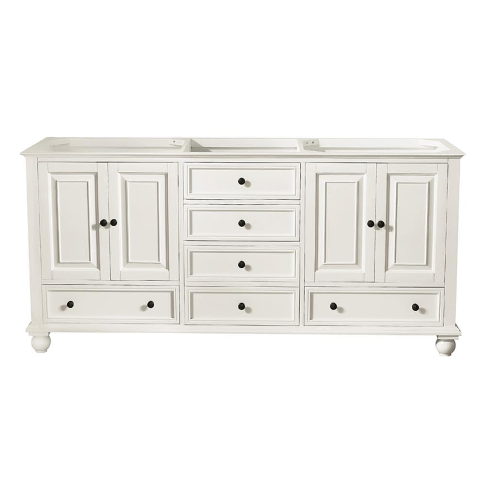 French White Solid Wood Double Freestanding Vanity, 72-inch