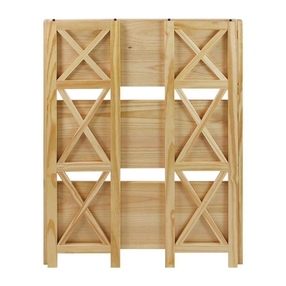 Natural Wood Montego 3-Shelf Stackable Bookcase with Doors