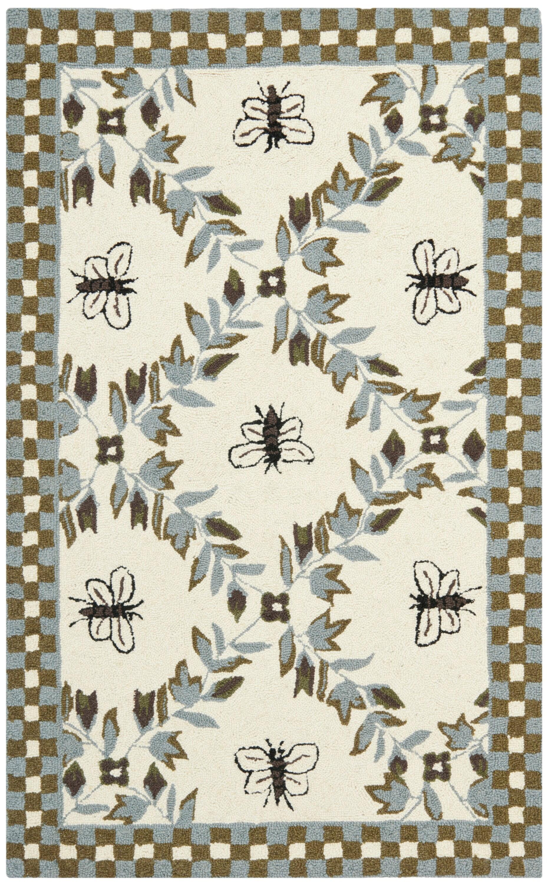 Chelsea HK55 Hand Hooked Accent Rug - Ivory/Light Blue - 2'6"x4' - Safavieh.