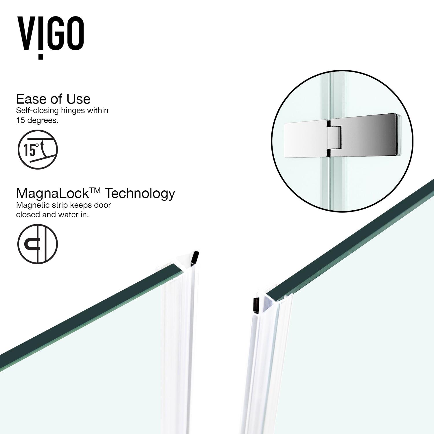 VIGO Monteray 46" W x 30" D x 73" H Hinged Frameless Shower Enclosure with 3/8  Clear Glass VG6011CHCL48