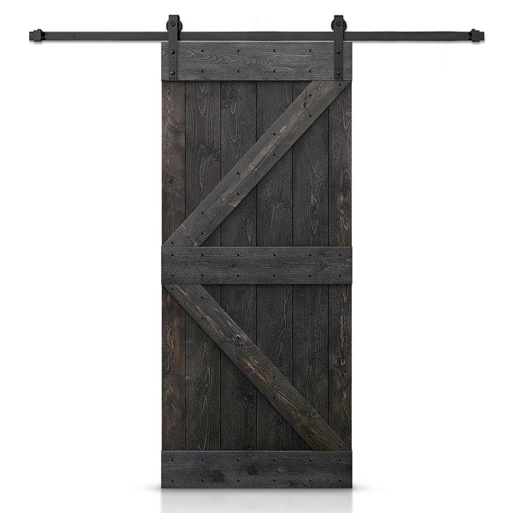 TMS 36'' x 84'' Solid Wood Paneled Painted with Installation Hardware Kit Barn Door