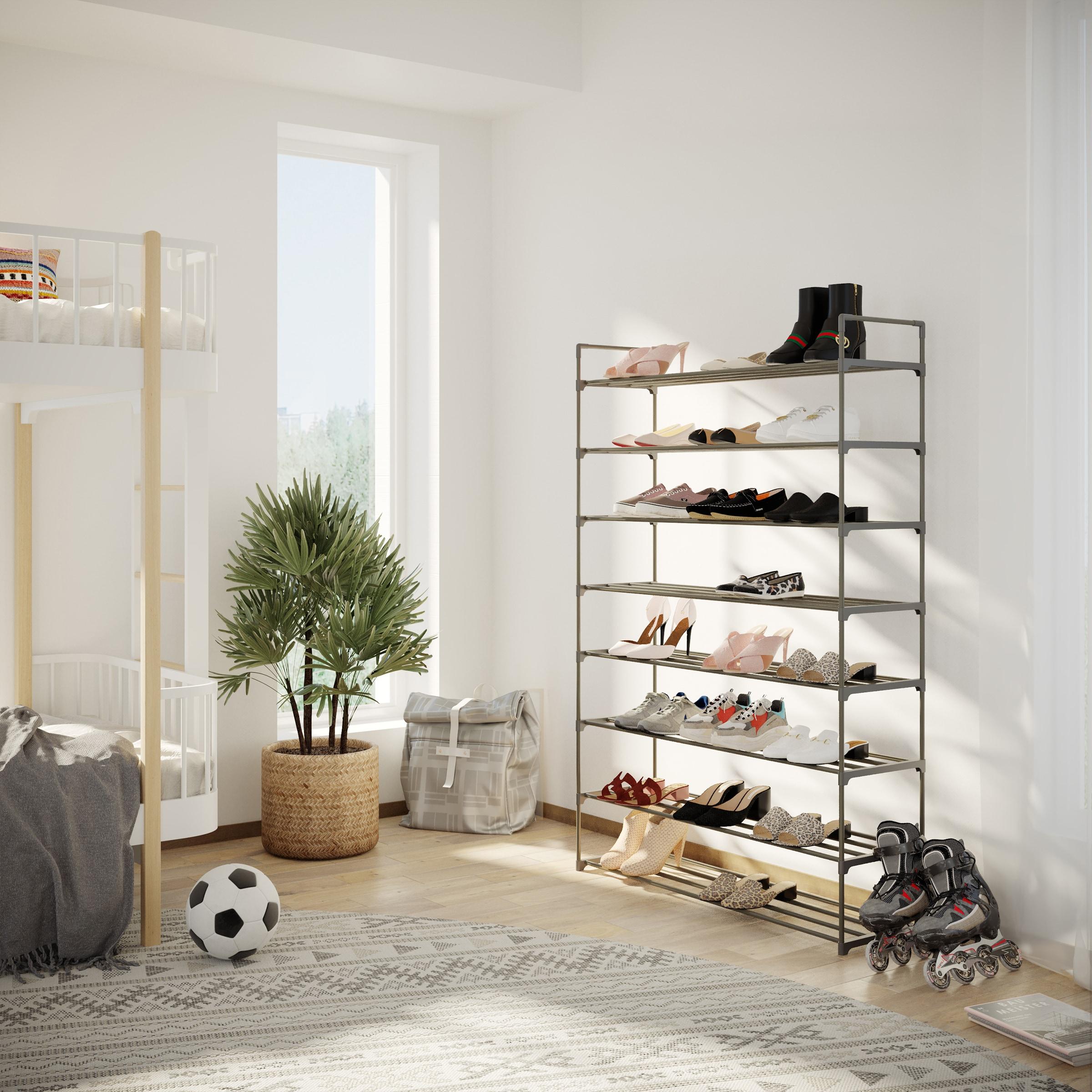 Hastings Home 8-Tier Shoe Storage Rack - Room for 48 Pairs of Shoes, 60.6" x 11.8" x 40.9"