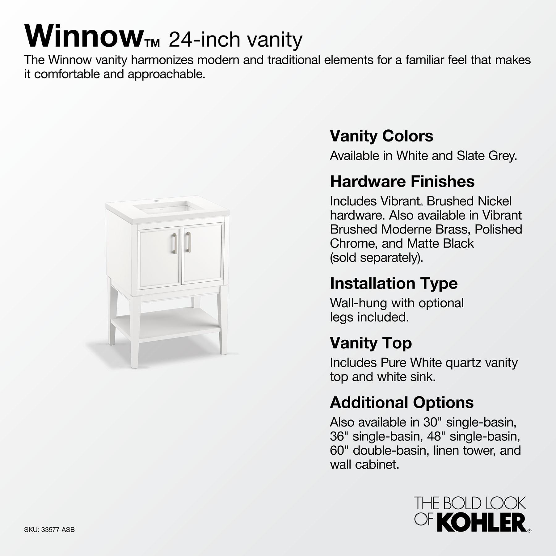 Winnow 24" Freestanding Single Bathroom Vanity Cabinet with Sink and Quartz Top