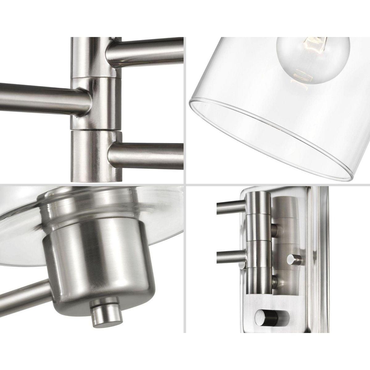 Progress Lighting Milner 1-Light Wall Bracket, Brushed Nickel, Clear Glass Shade