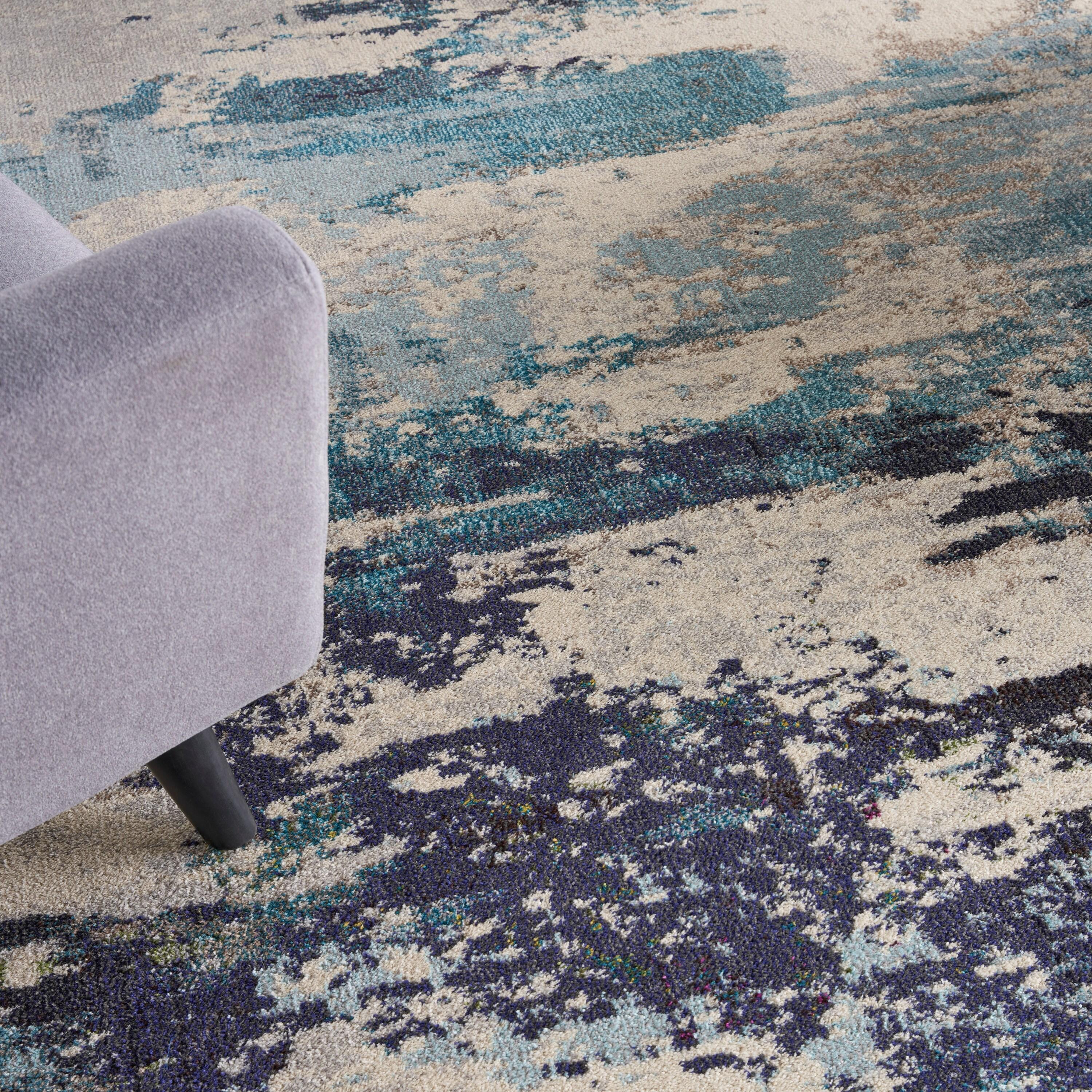 Nourison Celestial CES02 Ivory/Teal Blue Area Rug 7'10" x 10'6"