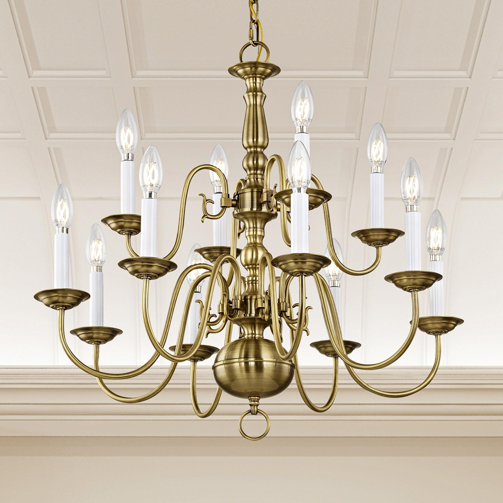 Livex Lighting Williamsburgh 12 - Light Chandelier in  Antique Brass