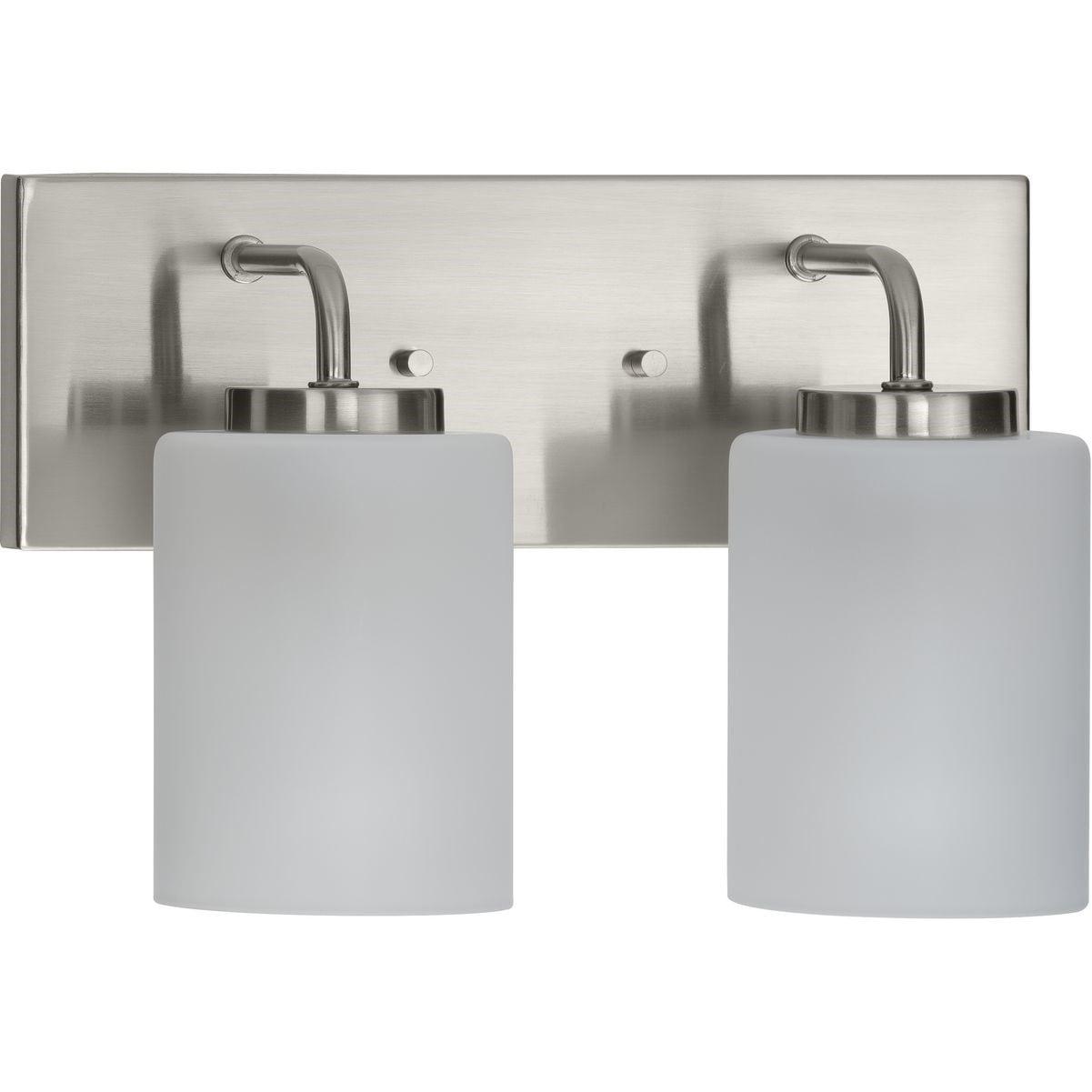 Progress Lighting Merry Collection 2-Light Brushed Nickel Etched Glass Transitional Bath Vanity Light