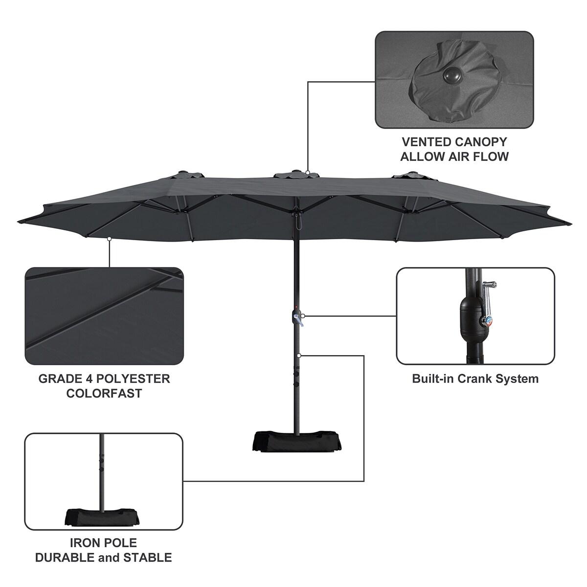 15 Ft Patio Market Umbrella with Base