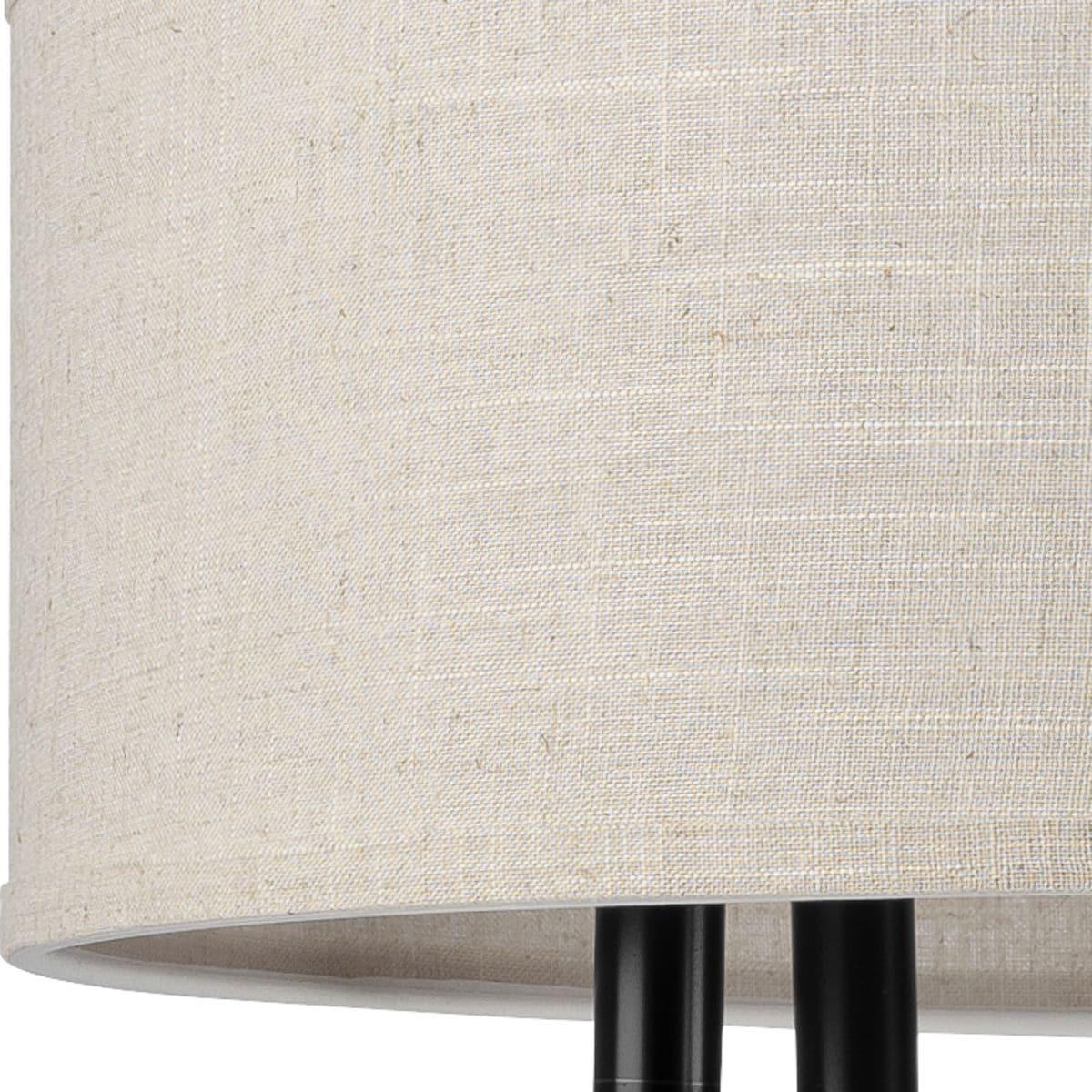Progress Lighting, Drum Shade Collection, 5-Light Pendant, Black Finish, Harvest Linen Shade
