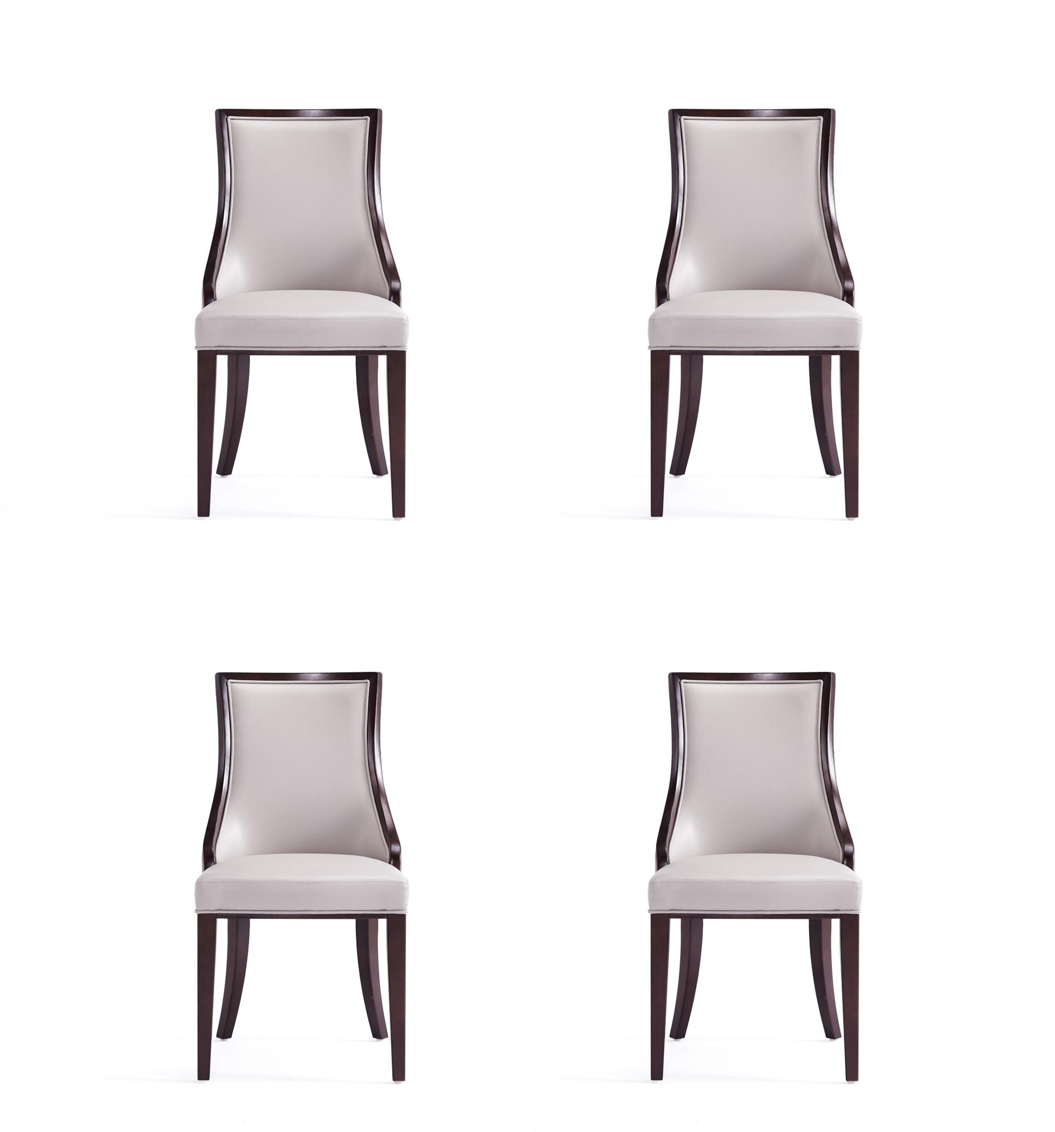 Manhattan Comfort Grand 18.5" Faux Leather Dining Chair in Gray (Set of 4)